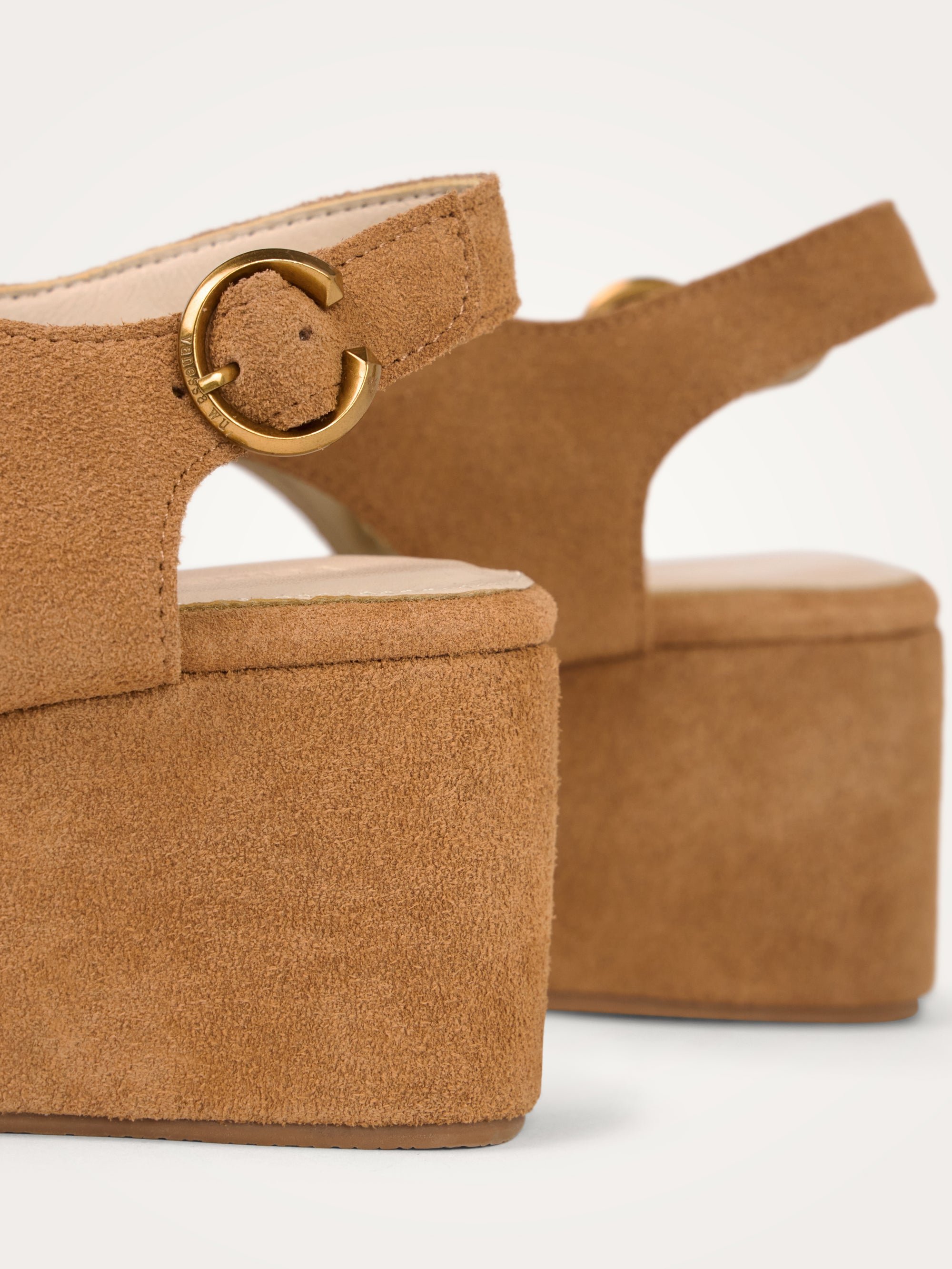 Suede platform sandals with strap VANESSA WU Brown