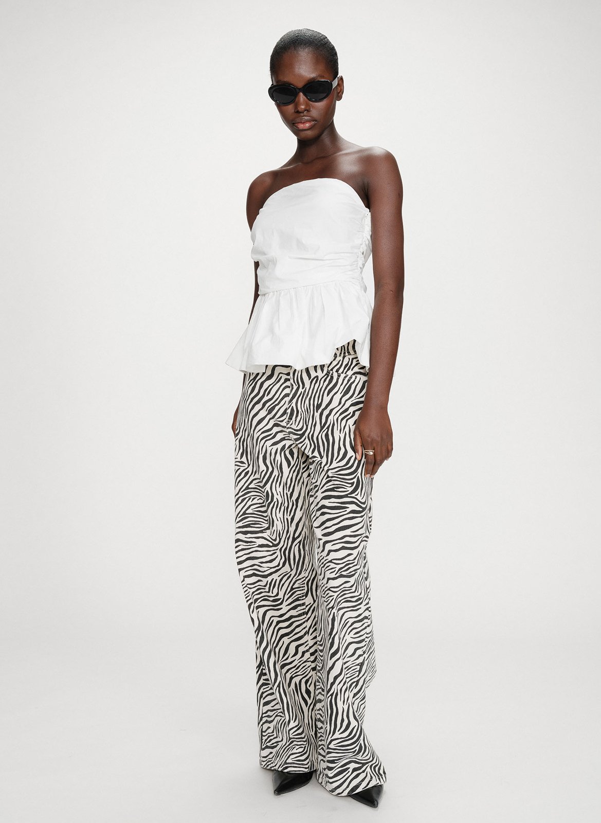 Top droit en coton imprimé GRACE ET MILA Blanc