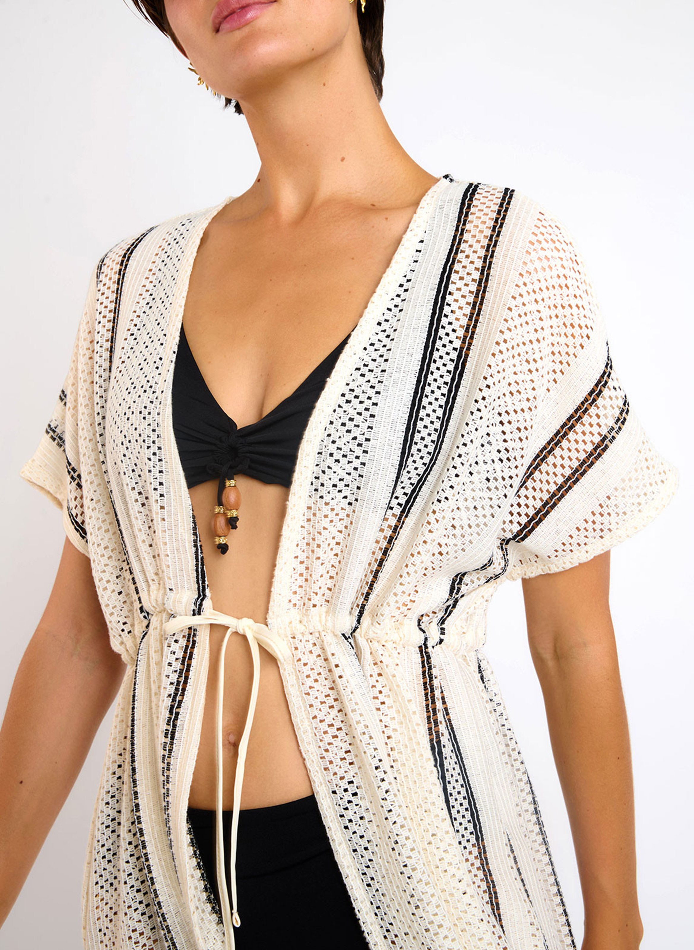 Striped swimsuit cover-up LIVIA Beige