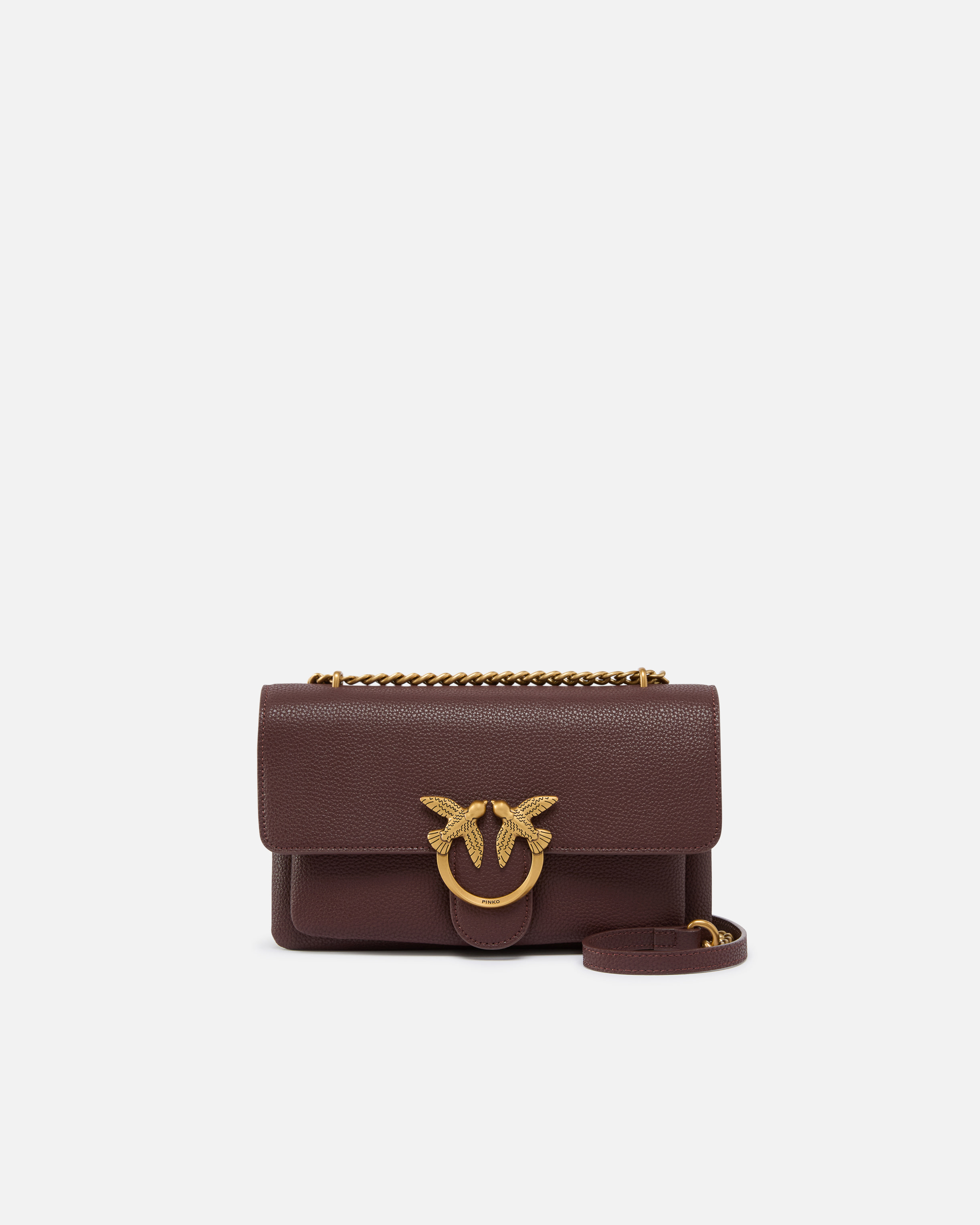 Small love bag shoulder bag in soft leather PINKO Brown