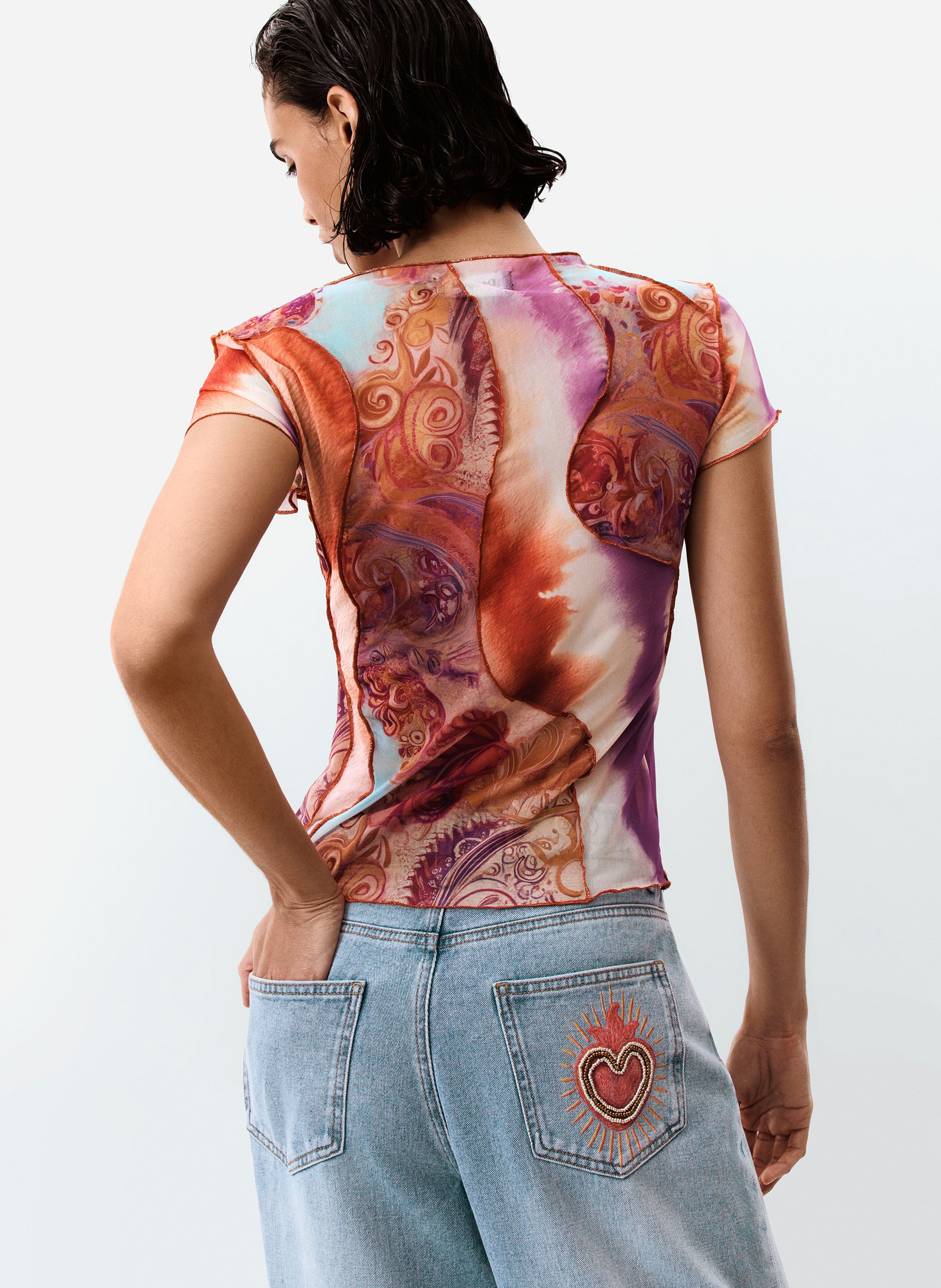 Close-fit printed T-shirt DESIGUAL Multicolored