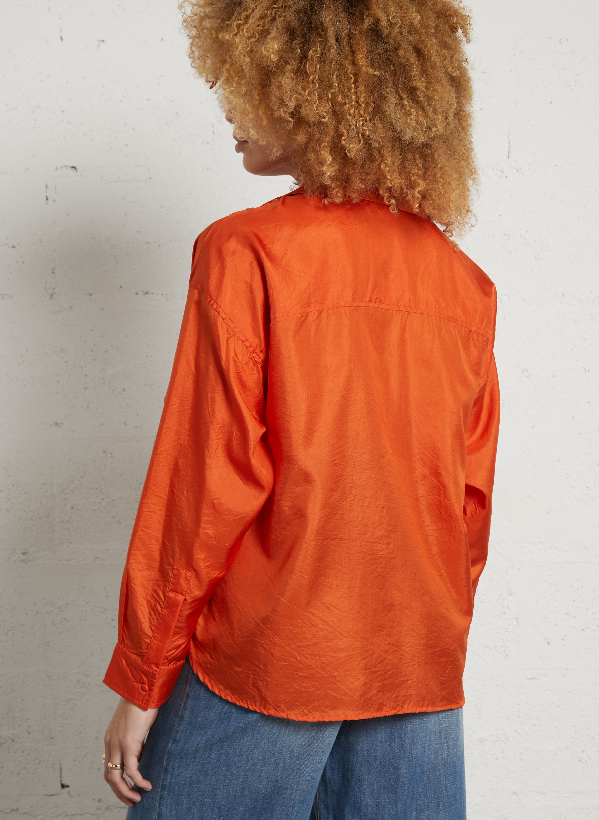Chemise en soie col classique MOMONI Orange