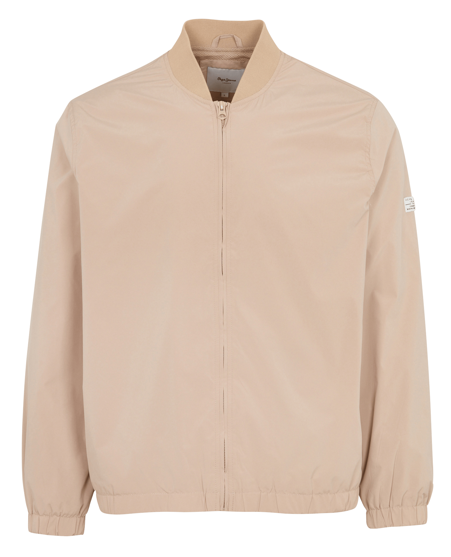 Solid Zip-Up Straight Fit Jacket PEPE JEANS Beige