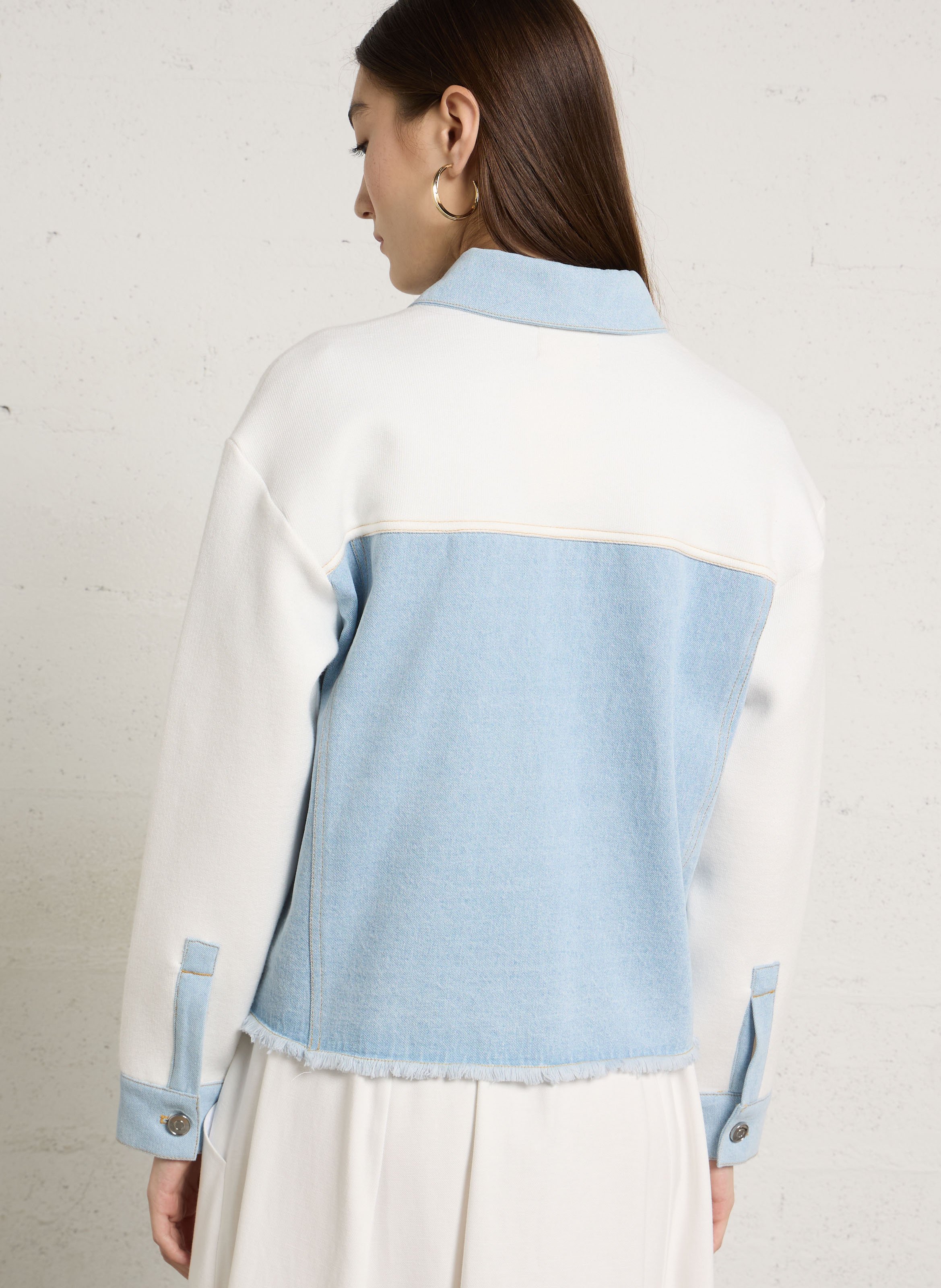 Veste droite col classique en coton MAISON 123 Blanc