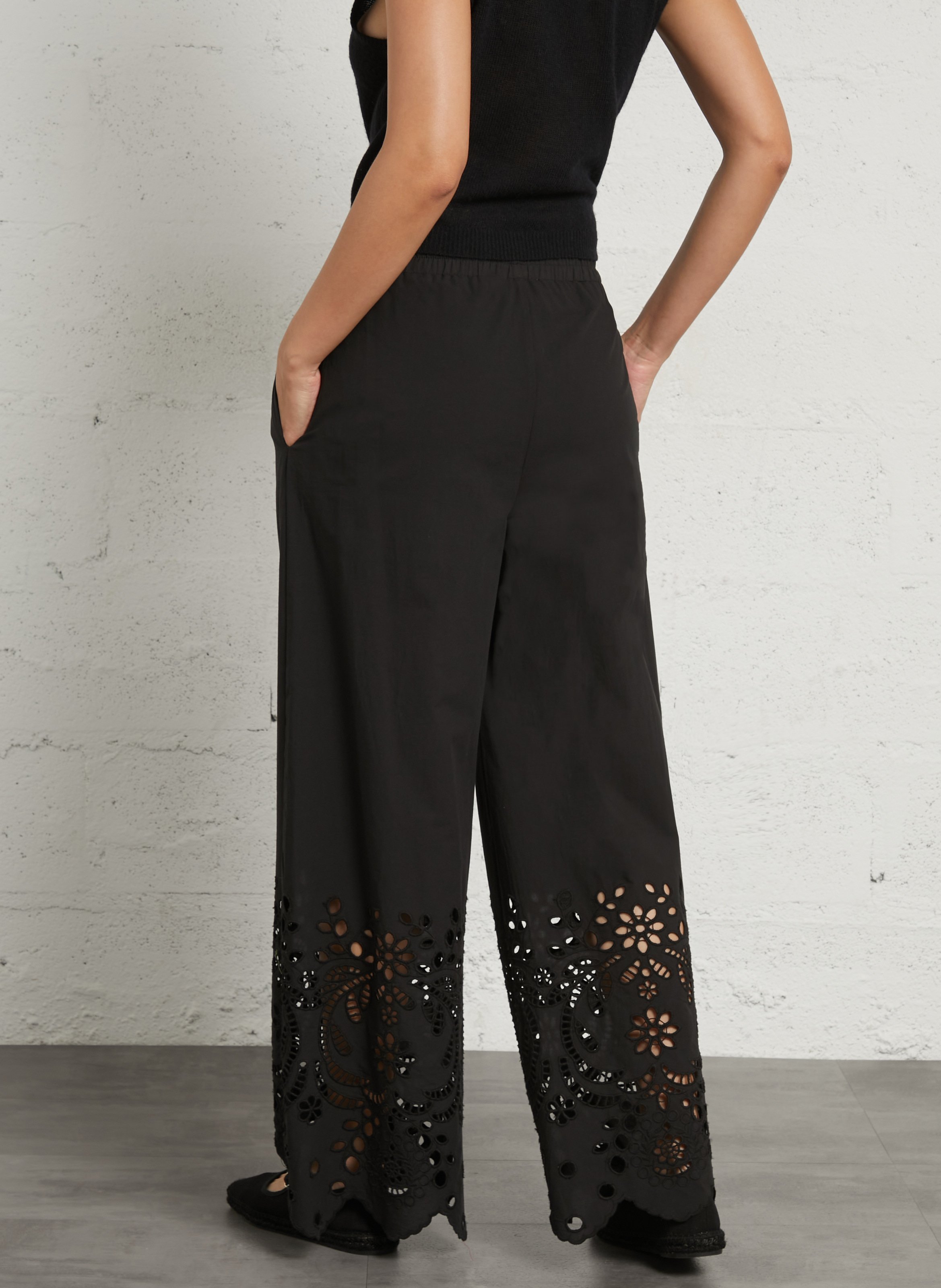 Pantalon large en coton SEE U SOON Noir