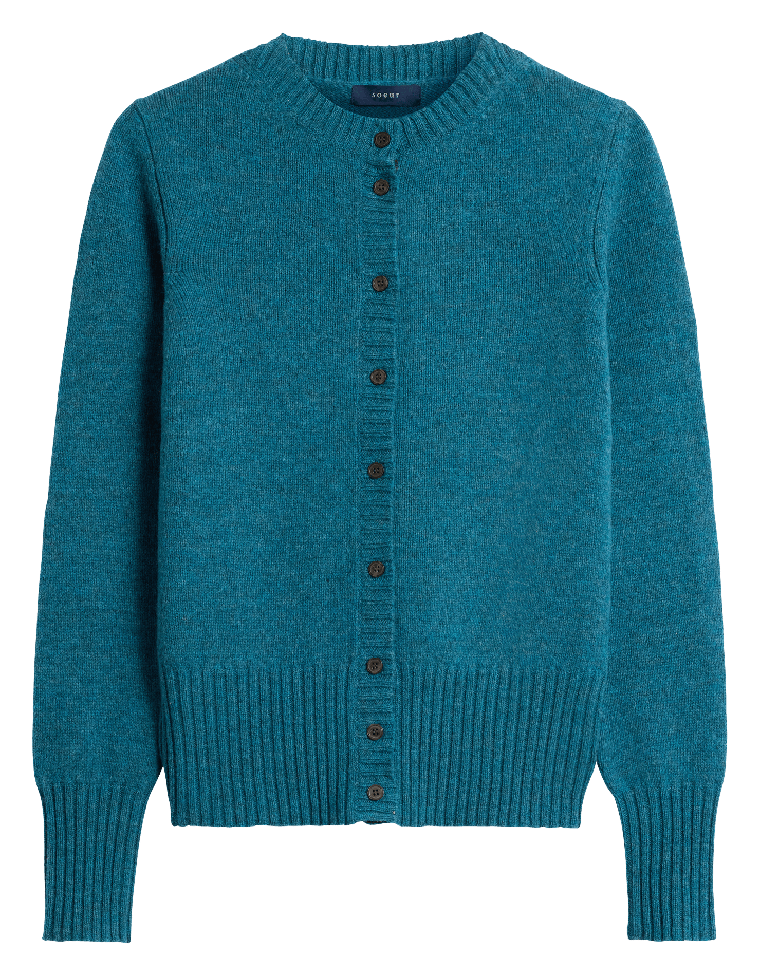 Cardigan droit col rond en laine SOEUR