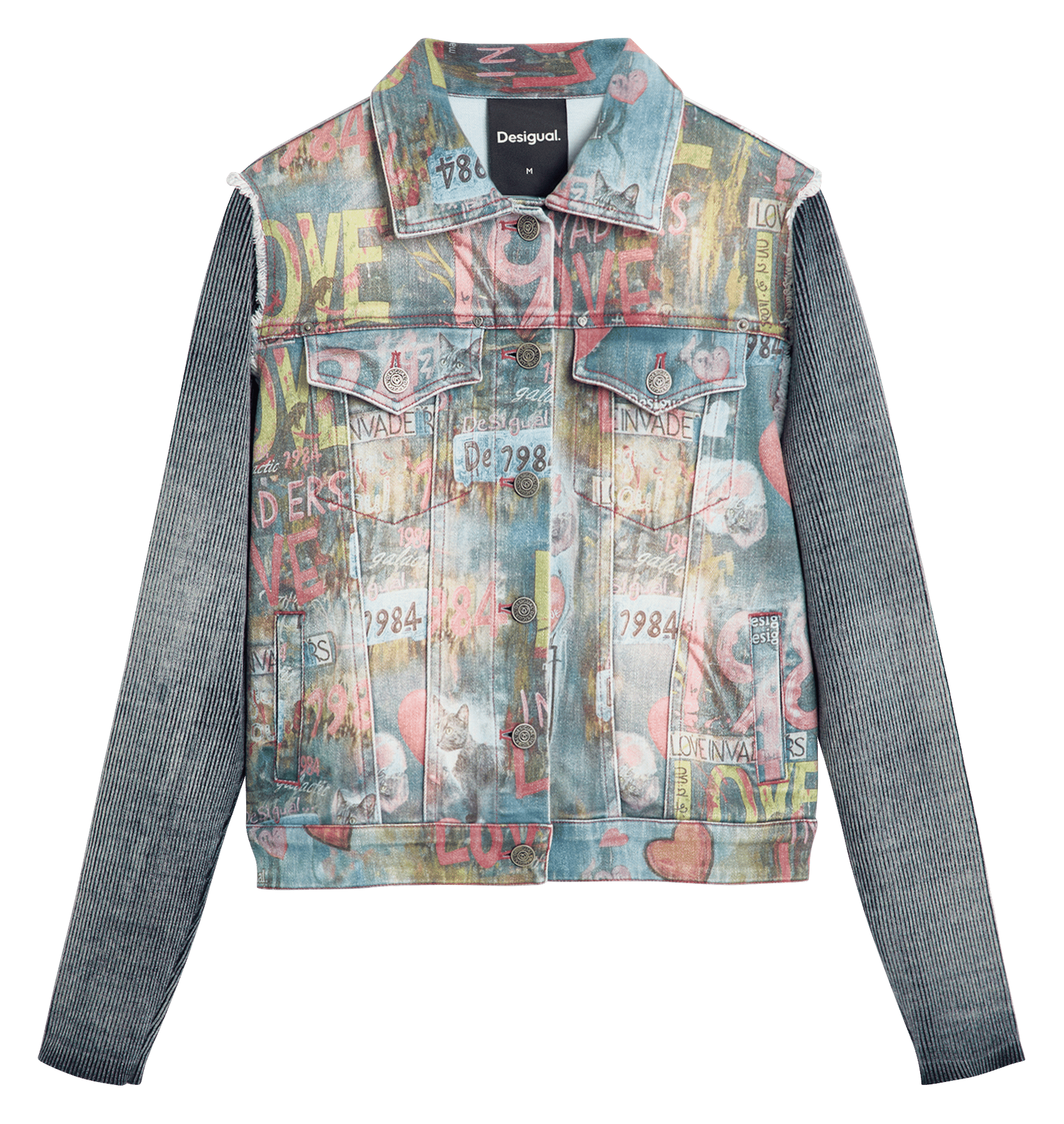 Printed denim jacket DESIGUAL Blue