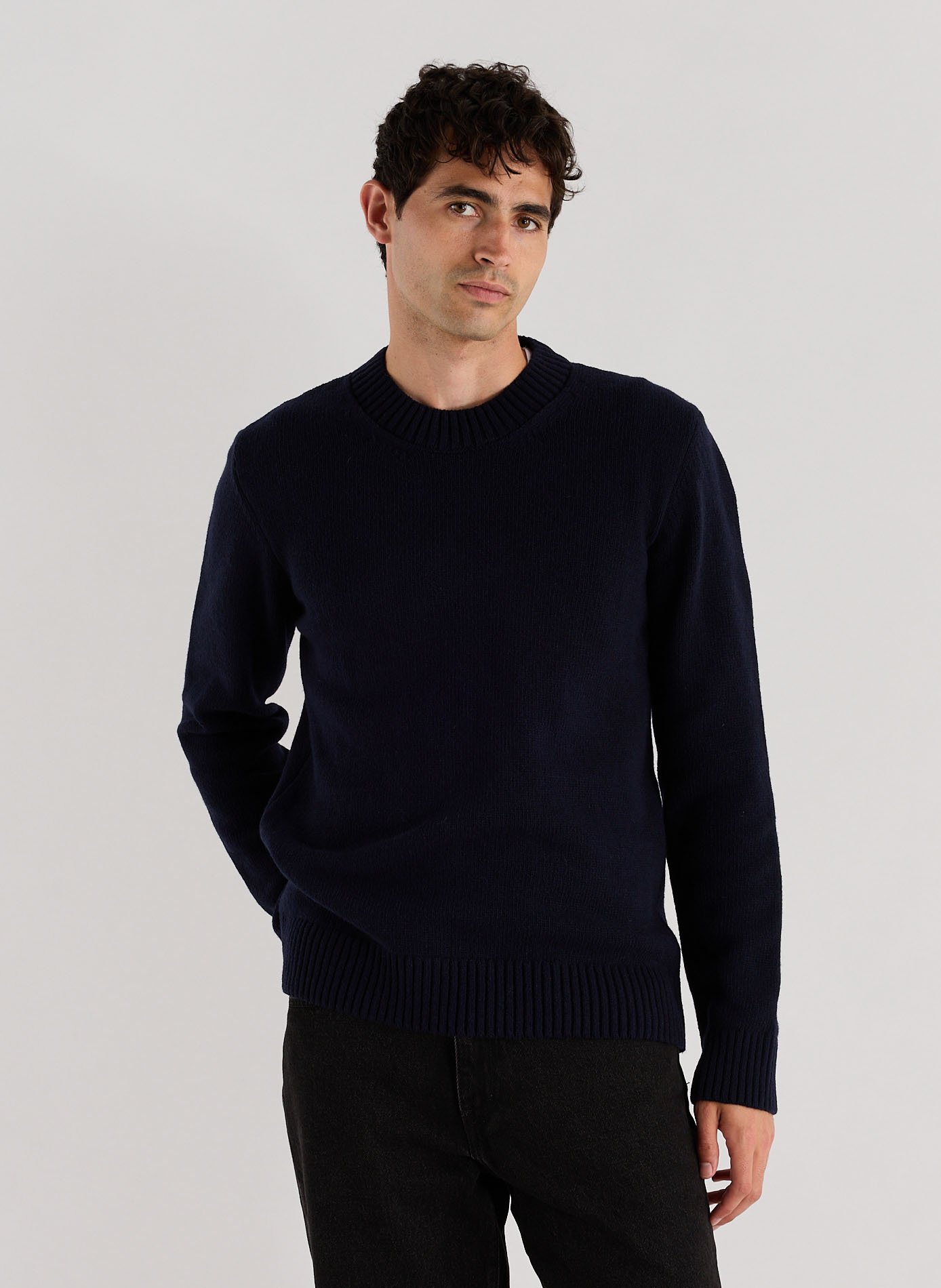 Pull efil côtelé à col rond en laine mélangée efil-o AU PRINTEMPS PARIS Bleu