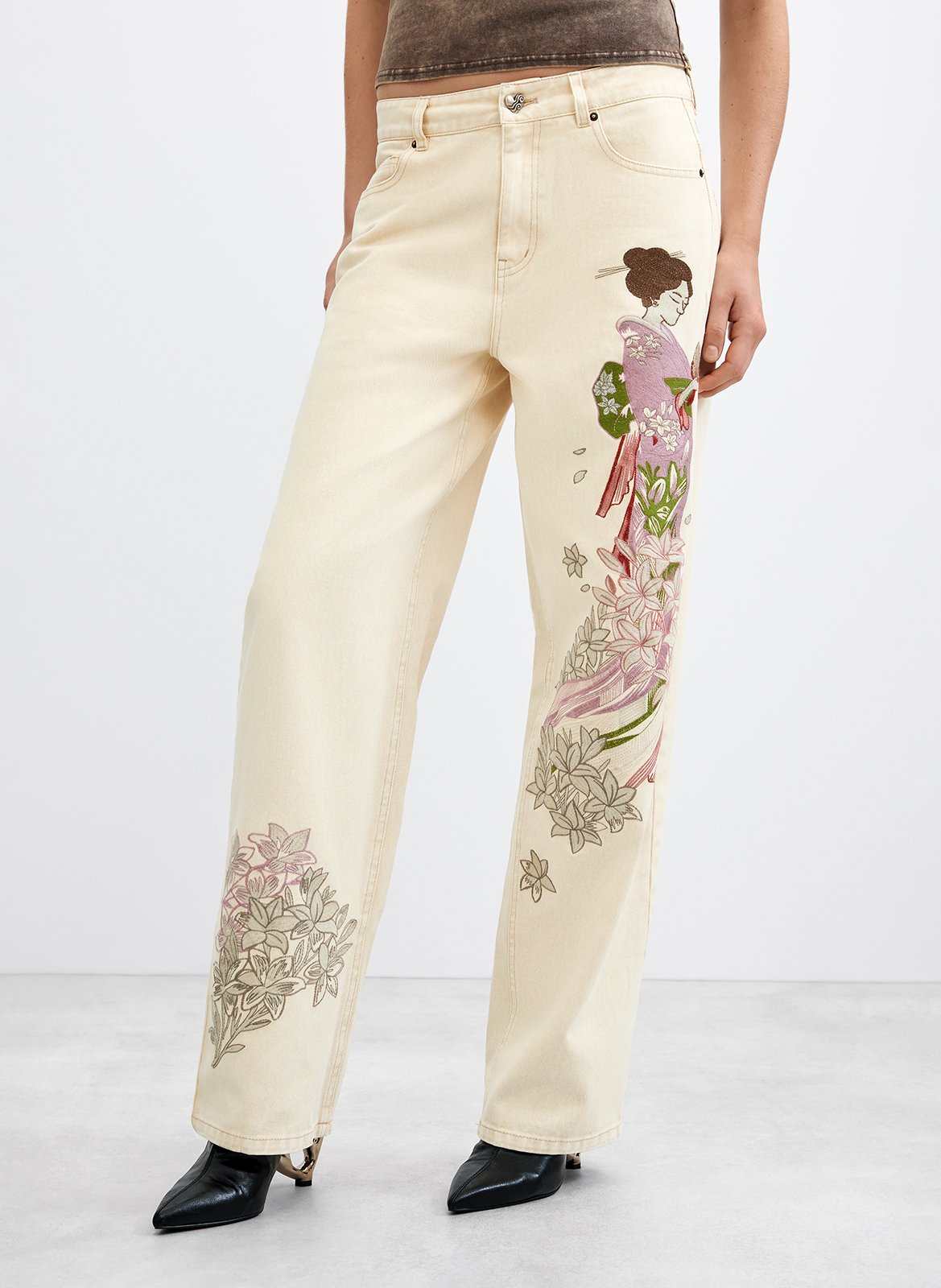 Rechte, katoenen jeans DESIGUAL Wit