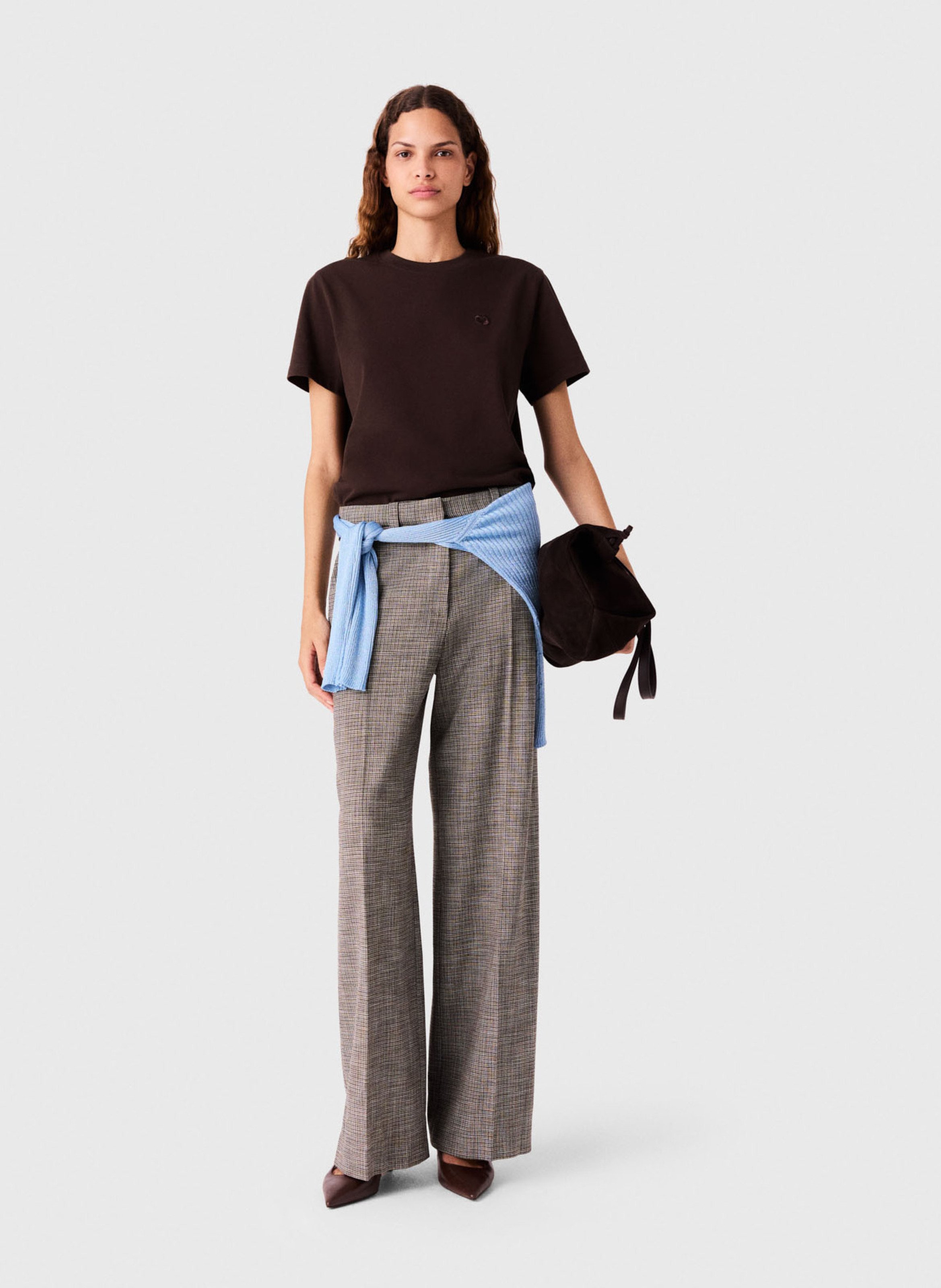 Tee-shirt manches courtes uni MAJE Marron