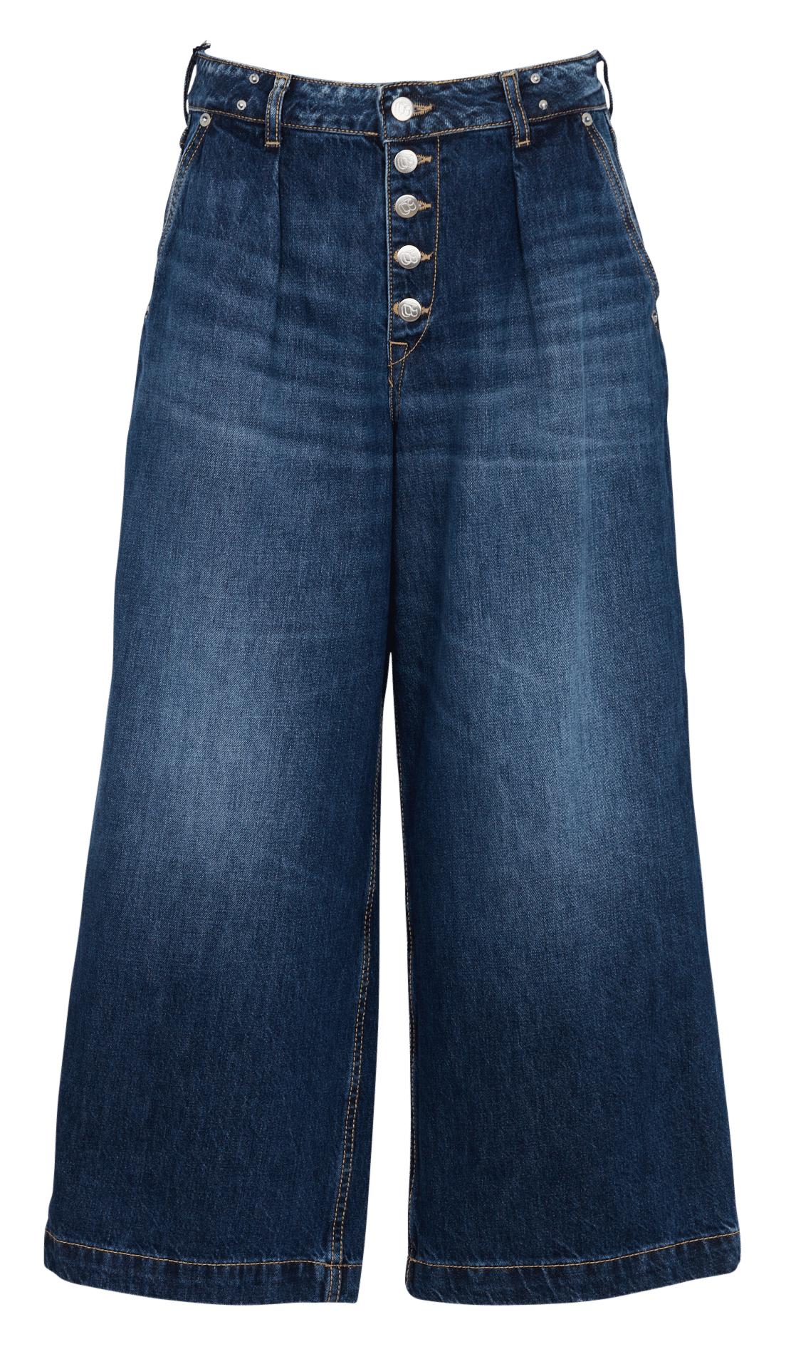Cropped-Jeans mit weitem Bein aus Baumwolle LE TEMPS DES CERISES Blau