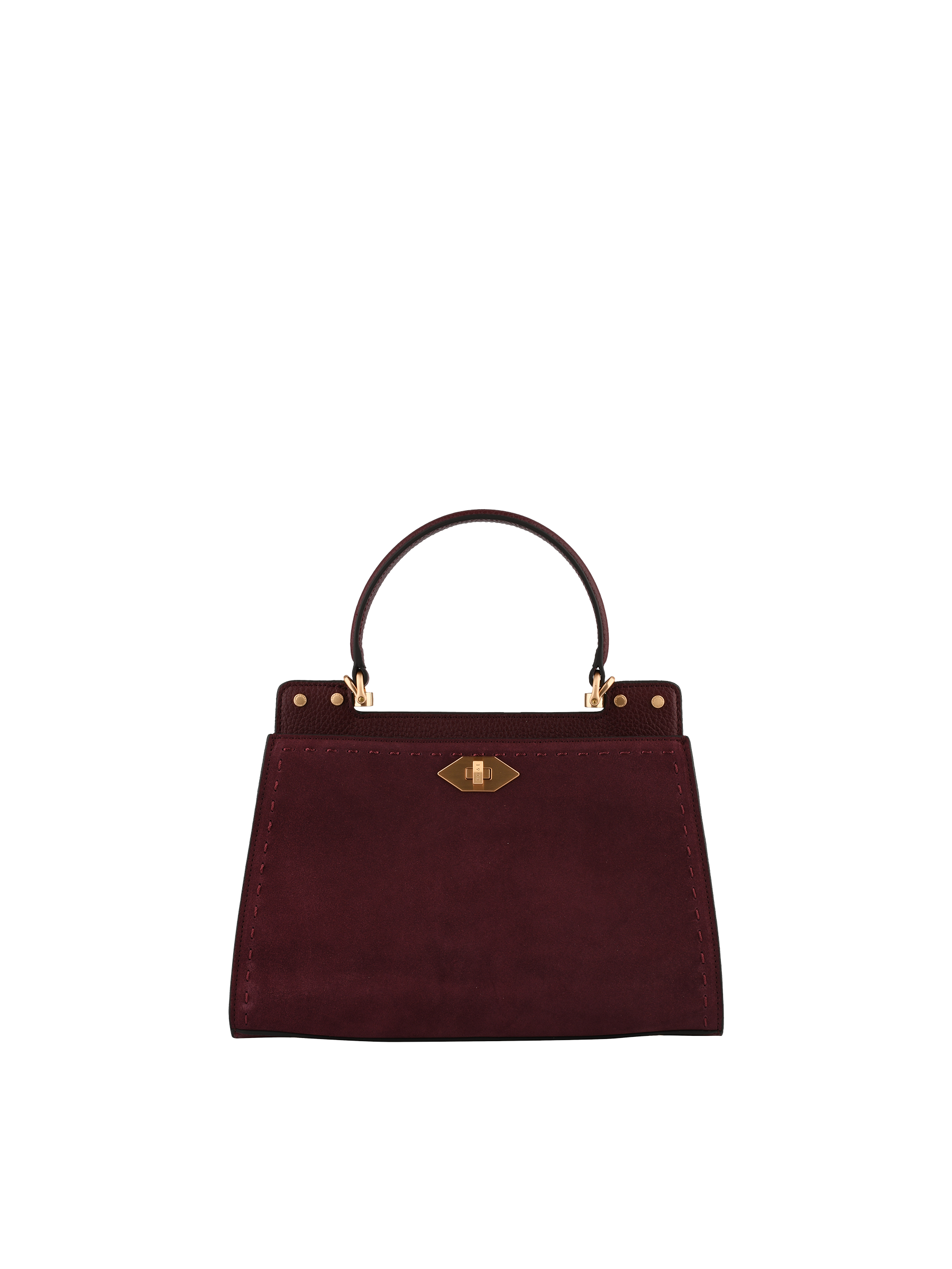 Cowhide leather handbag with a suede-effect finish POURCHET