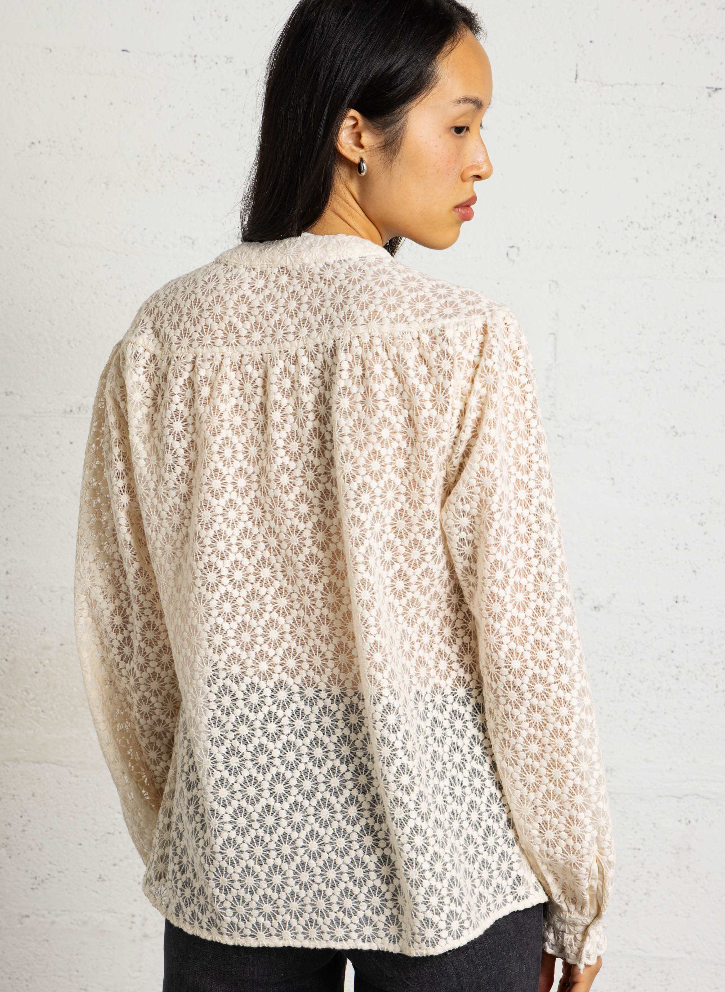 Tunisian collar lace blouse MAISON 123 Beige