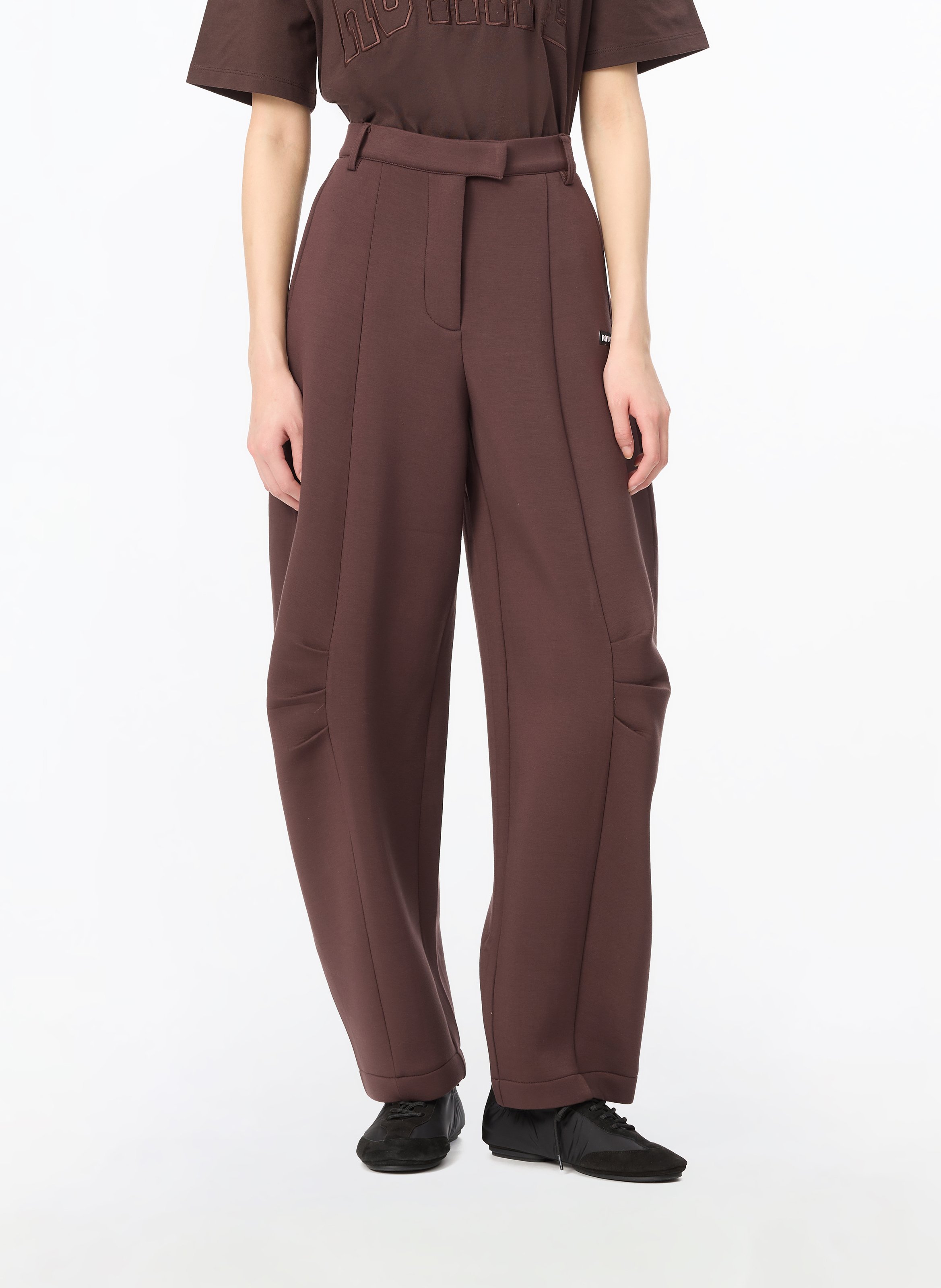 Effen ballonbroek met hoge taille ROTATE Bruin