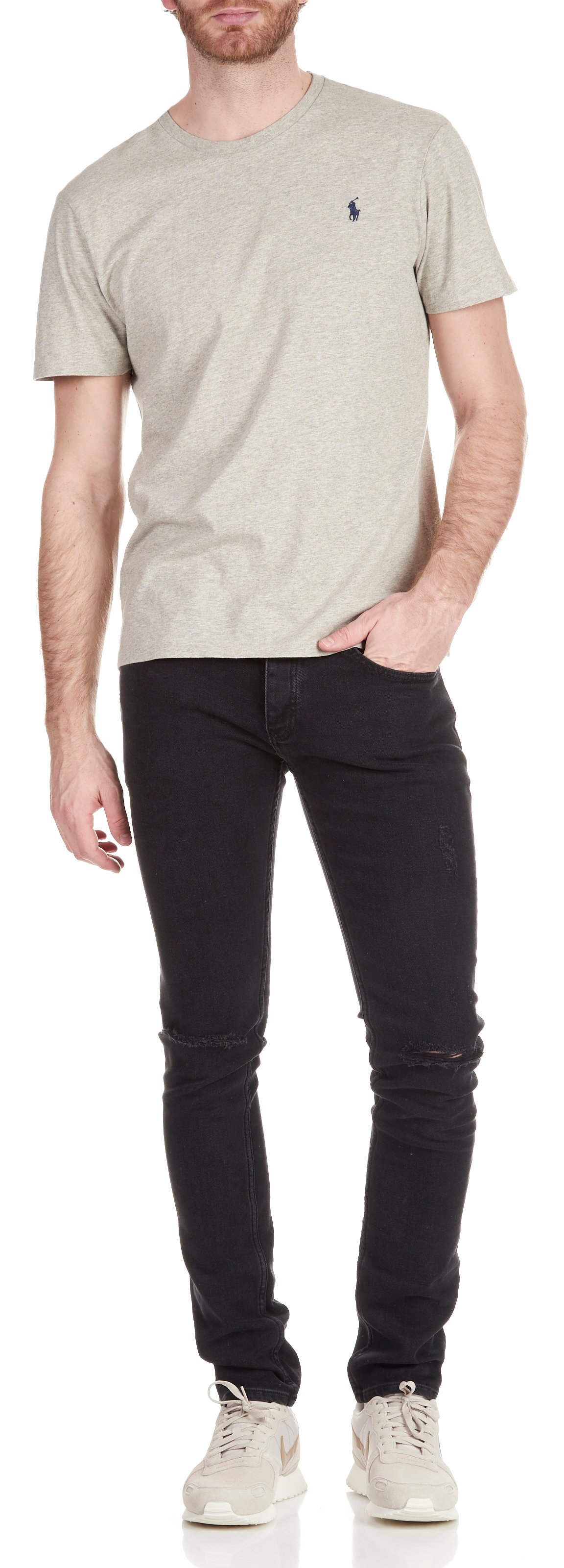 Tee-shirt col rond slim-fit en coton POLO RALPH LAUREN Beige