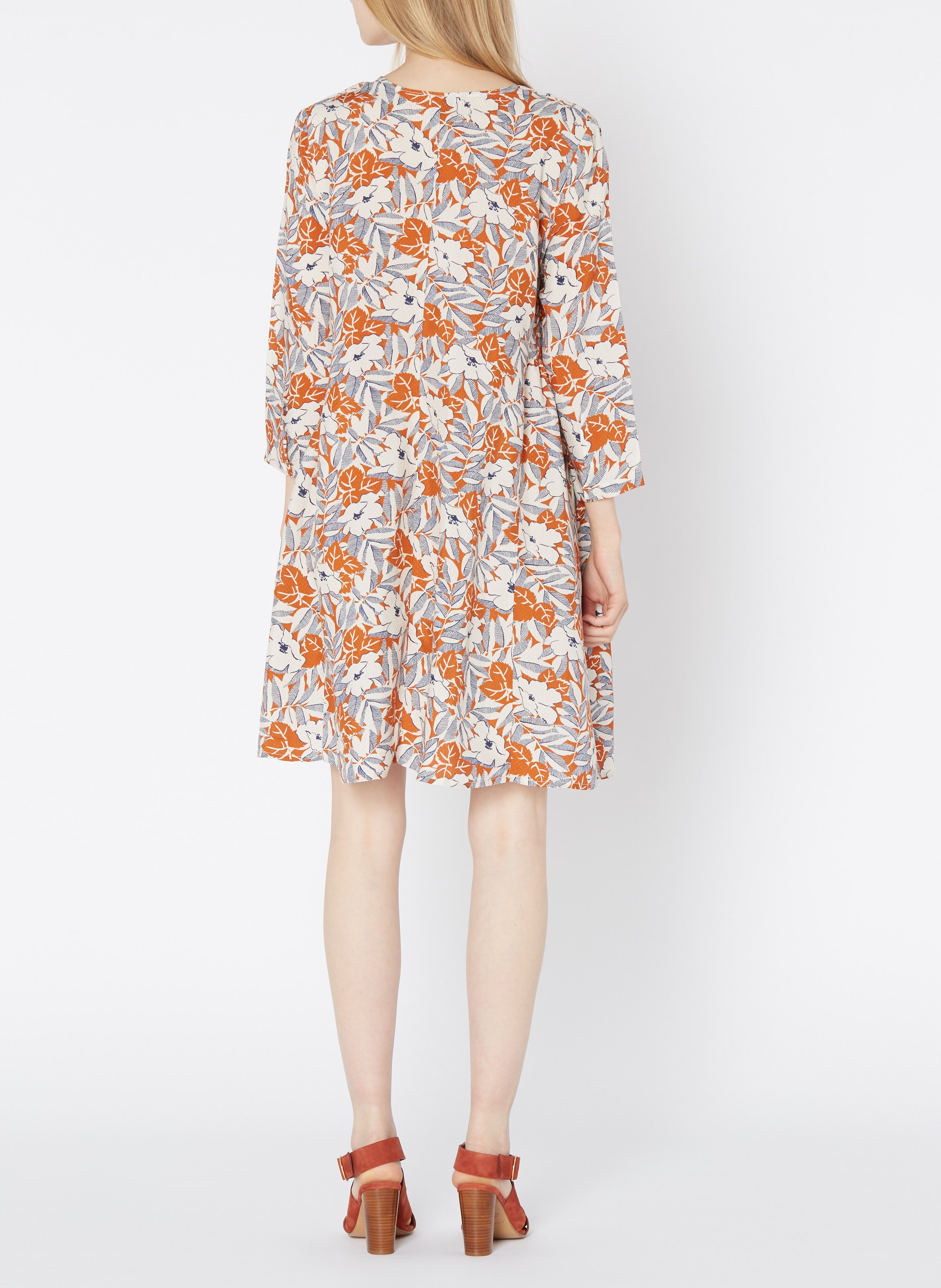 Robe courte imprimée en jacquard ATTIC AND BARN Orange