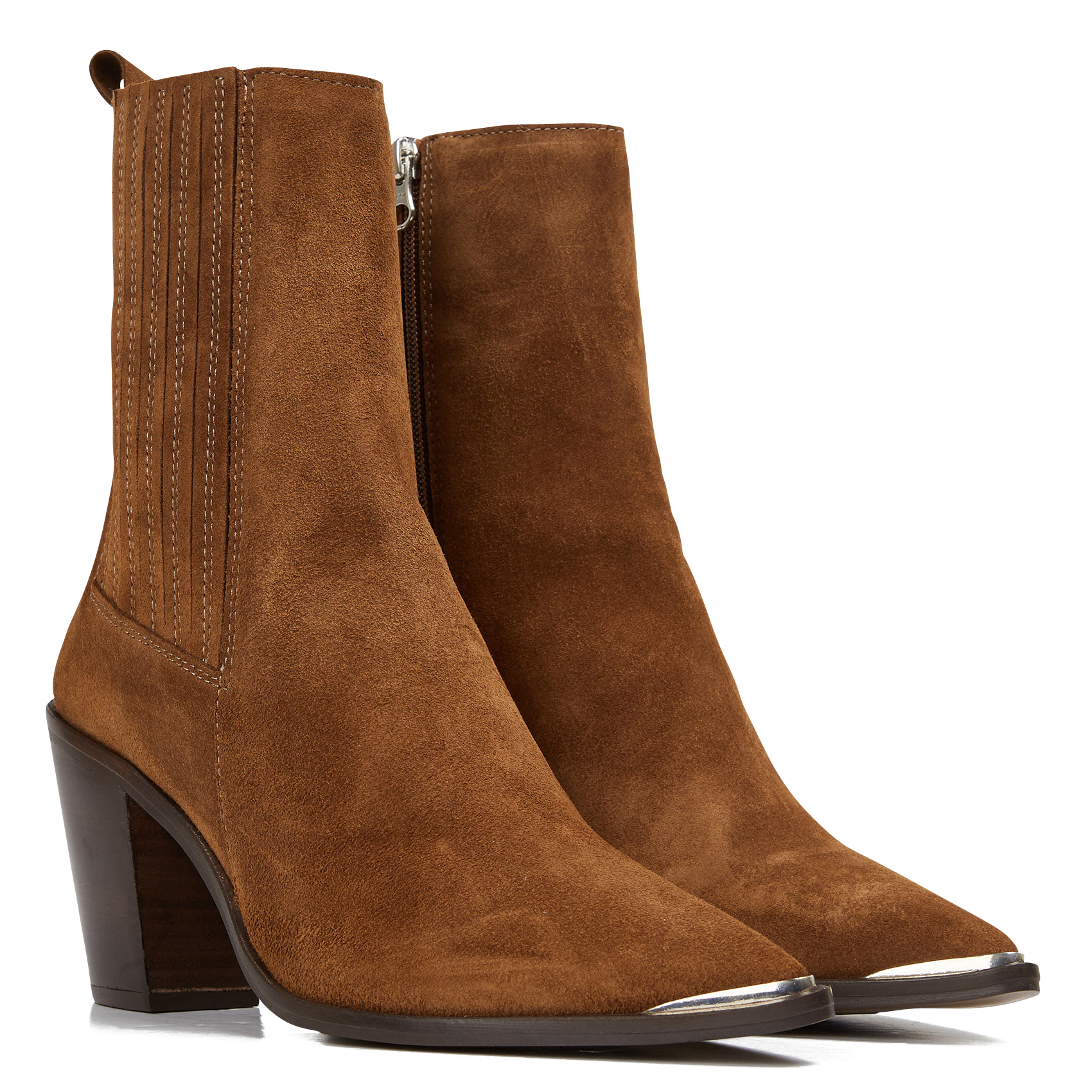 Pointed-toe leather calf boots JONAK Brown