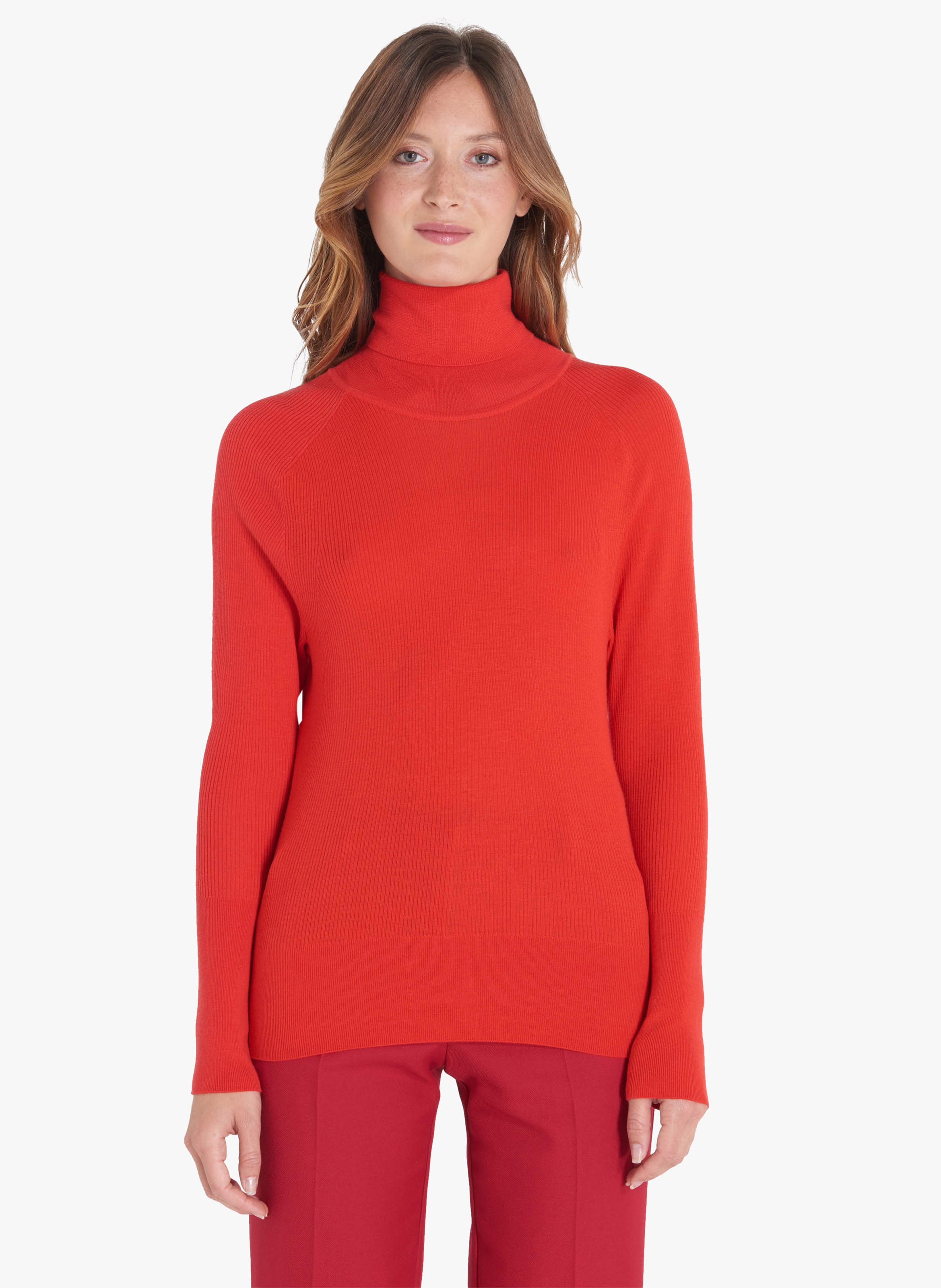 Merino Wool Turtleneck Sweater Rouge 