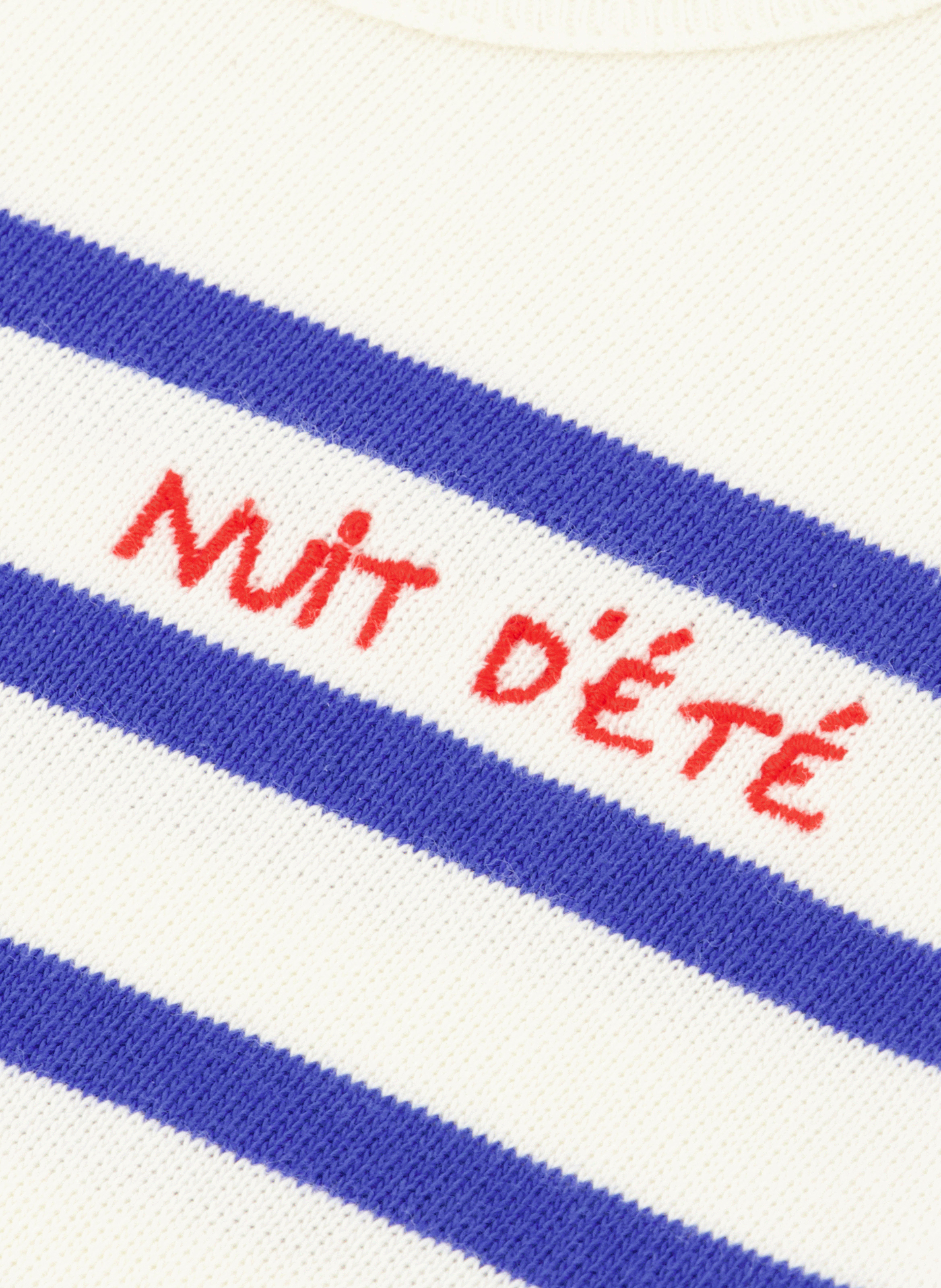 Round-neck organic cotton bodysuit with ?nuit d?été? embroidery MAISON LABICHE White