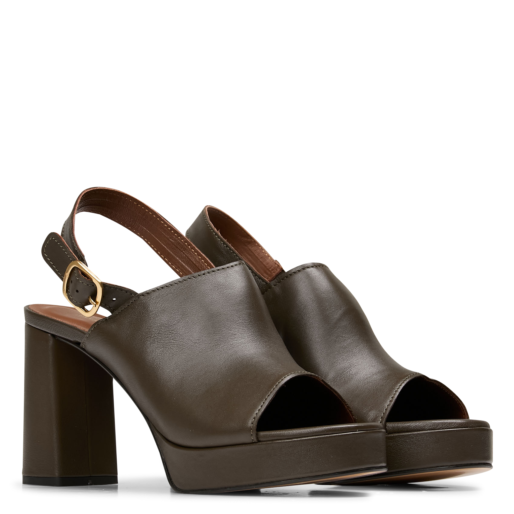 Ledersandalen mit Absatz ANONYMOUS COPENHAGEN Grun