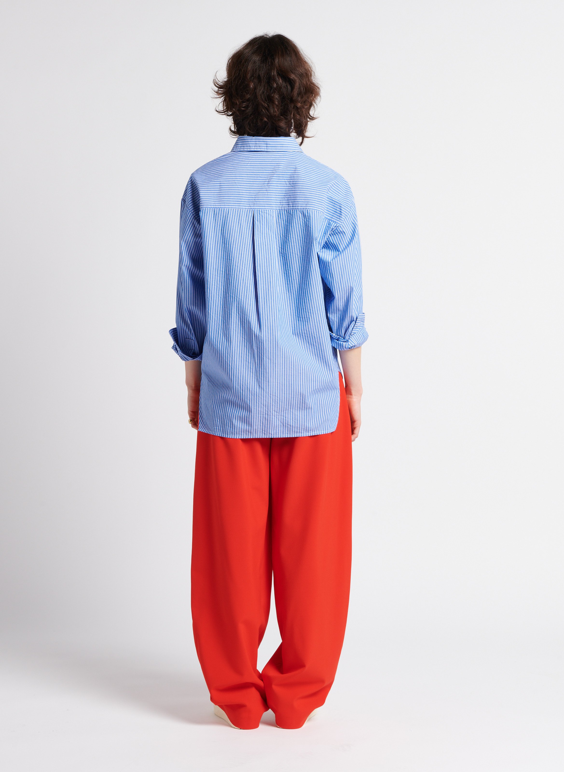 Rechte, gestreepte, katoenen blouse AMERICAN VINTAGE Blauw