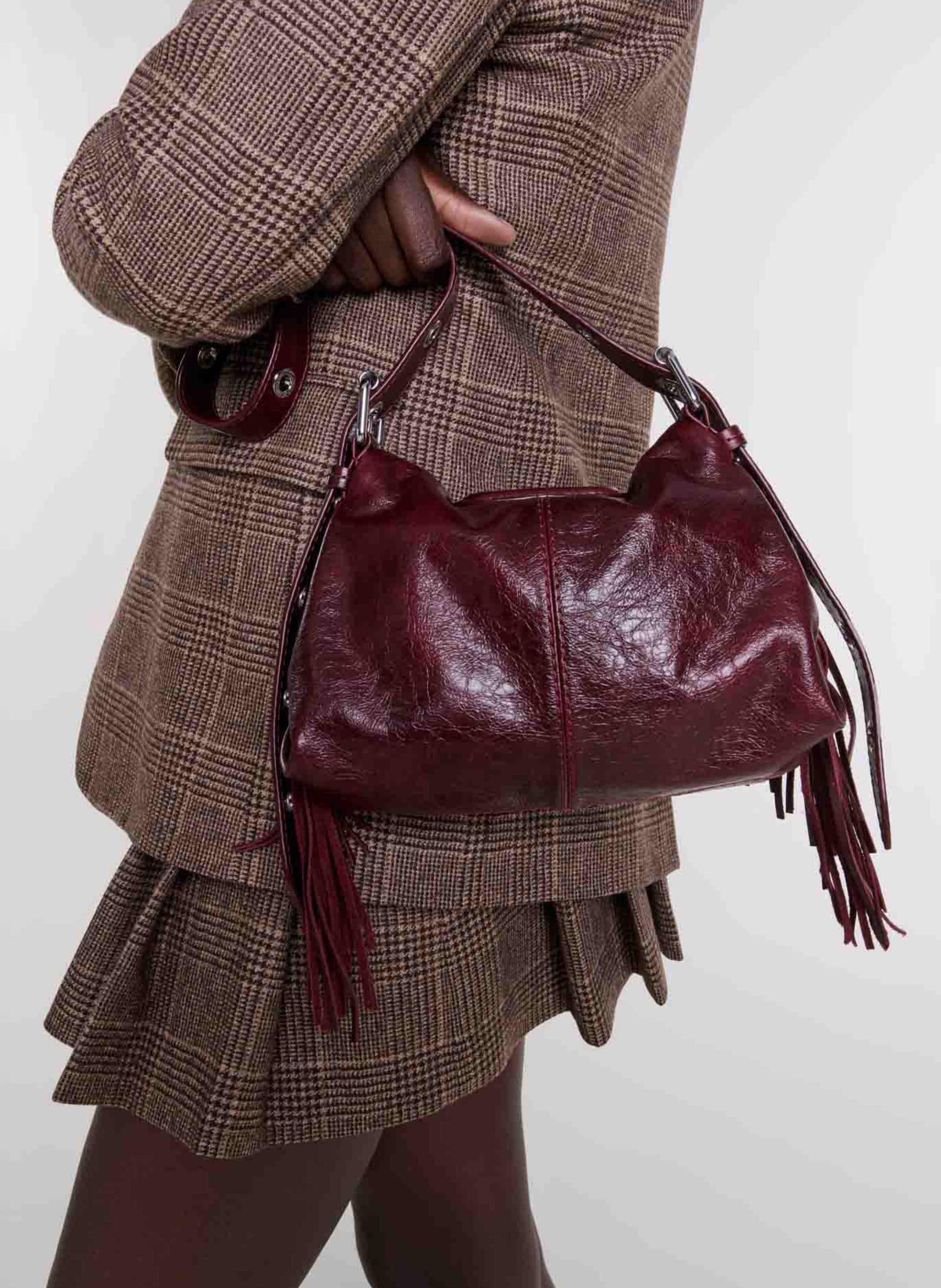 Bordeaux Sac A Main Cuir Rouge Pas Cher Sac Porté épaule En Cuir