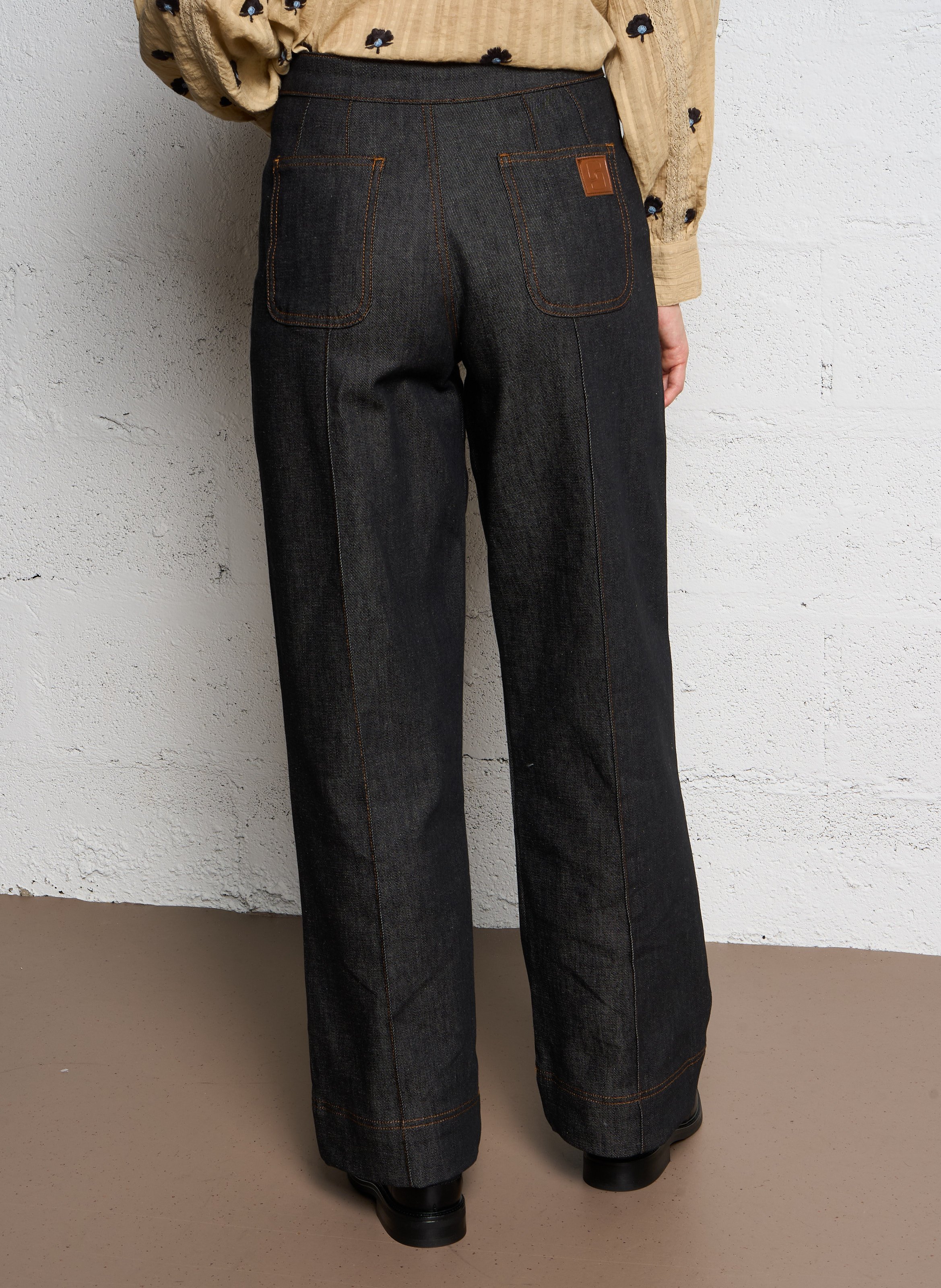 Raw denim jeans in blended organic cotton SOEUR Black