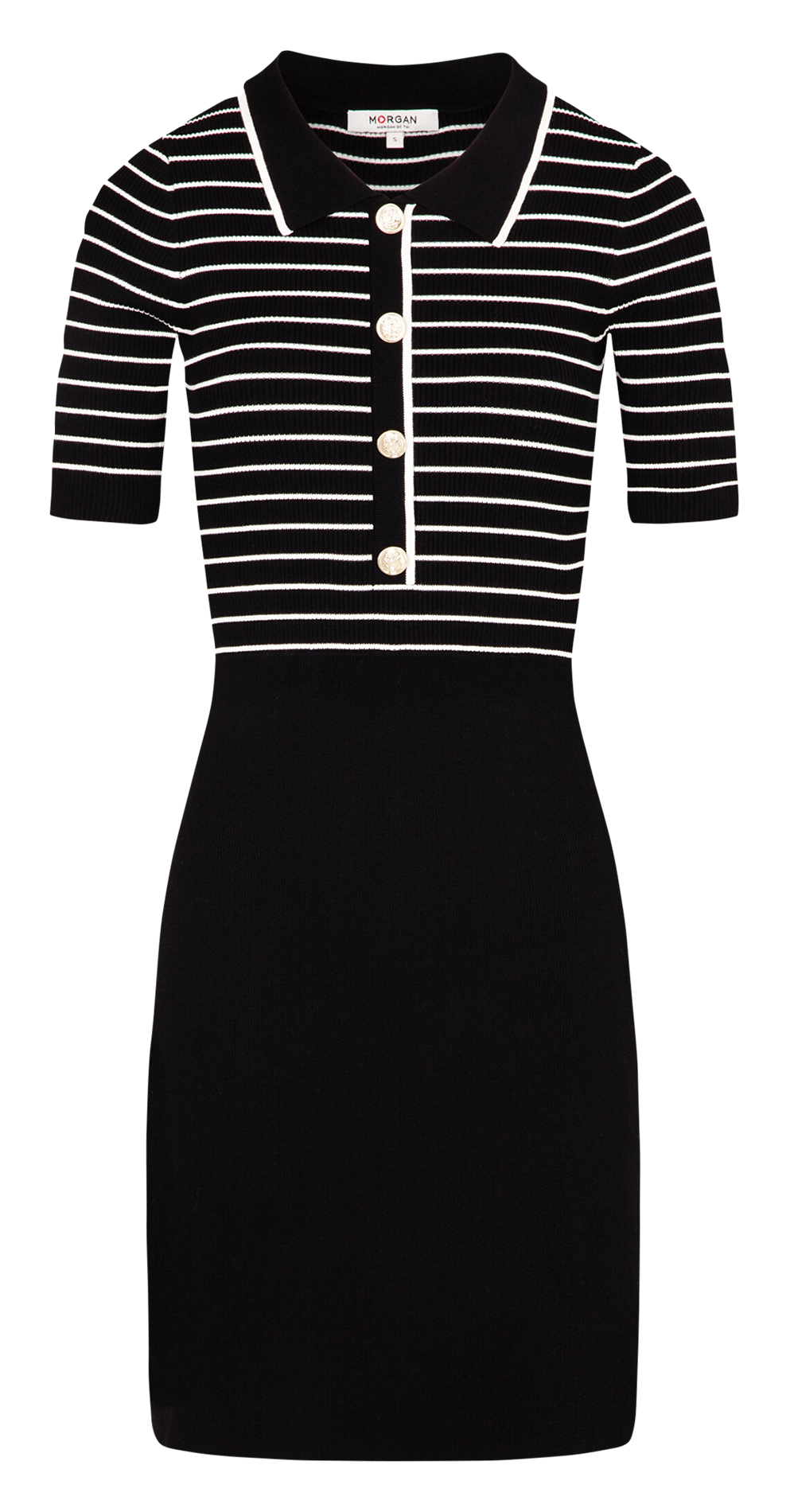 Robe ajustée courte à col polo MORGAN Noir