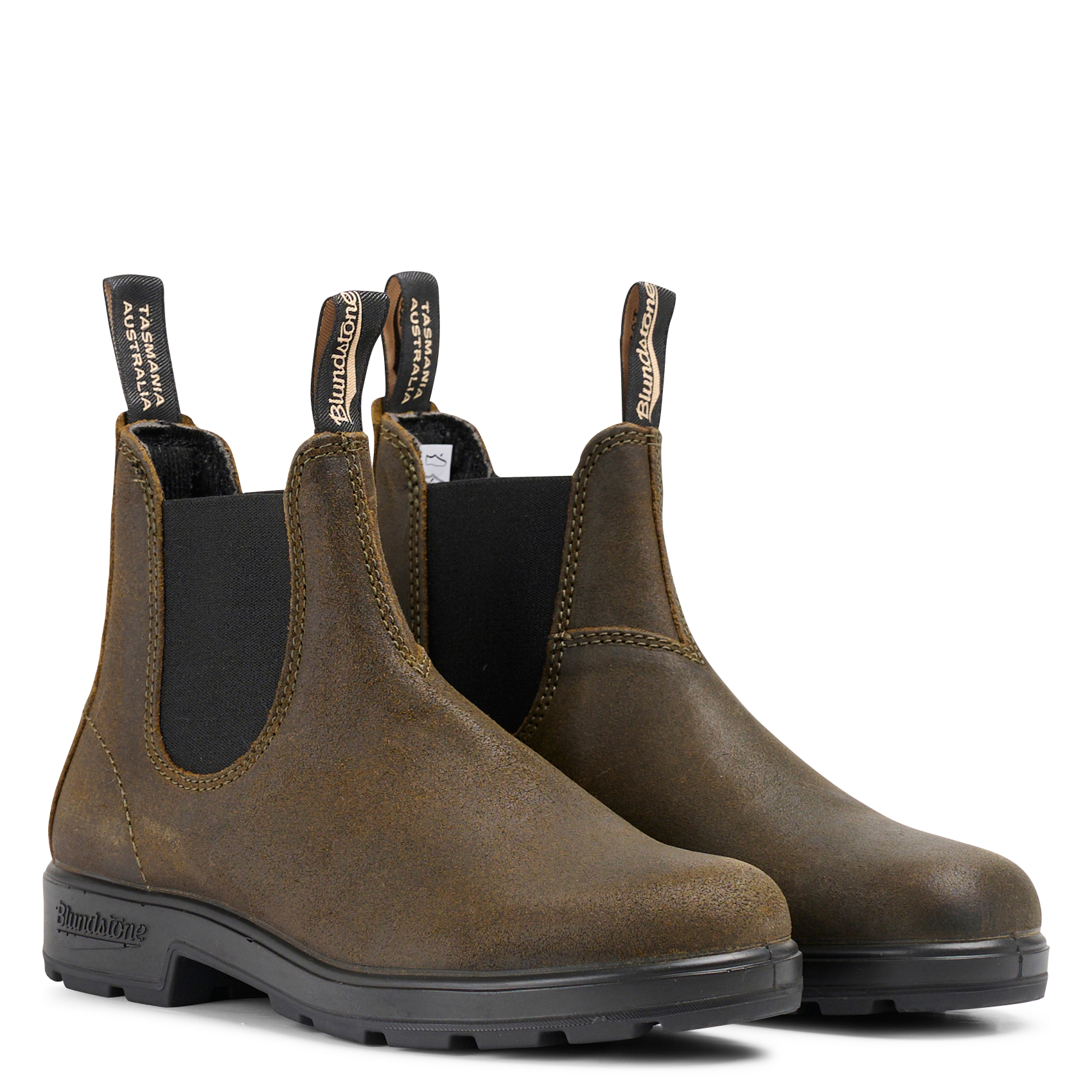 Mixed leather ankle boots BLUNDSTONE Khaki