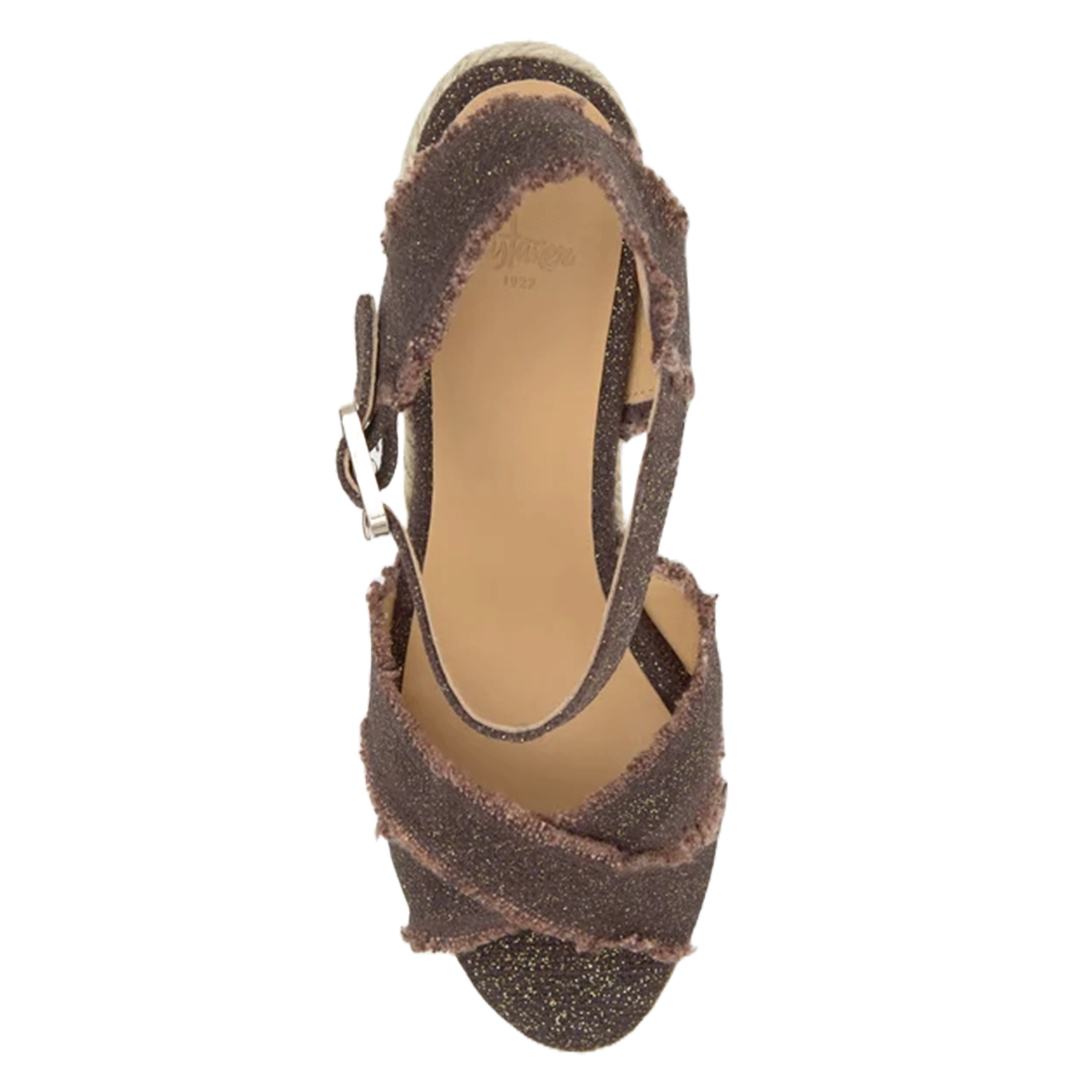 Sandales compensées en lin à paillettes CASTANER Marron