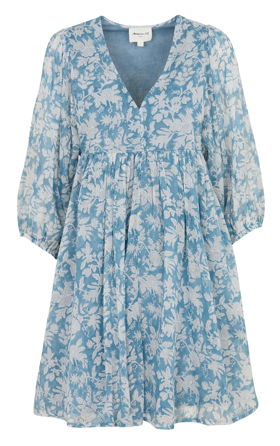Short printed cotton dress MAISON 123 Blue