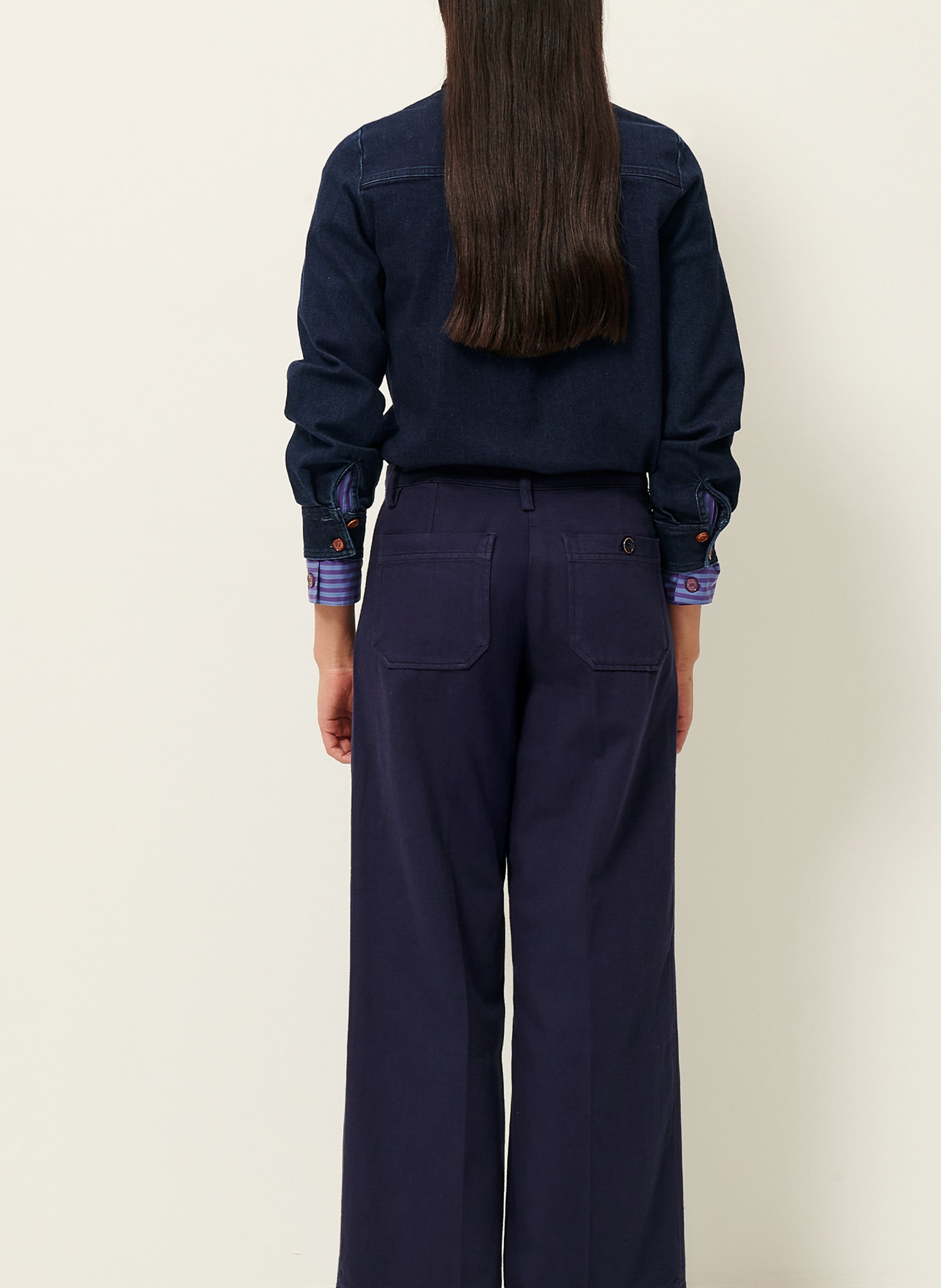 Jean droit taille haute en coton SESSUN Bleu