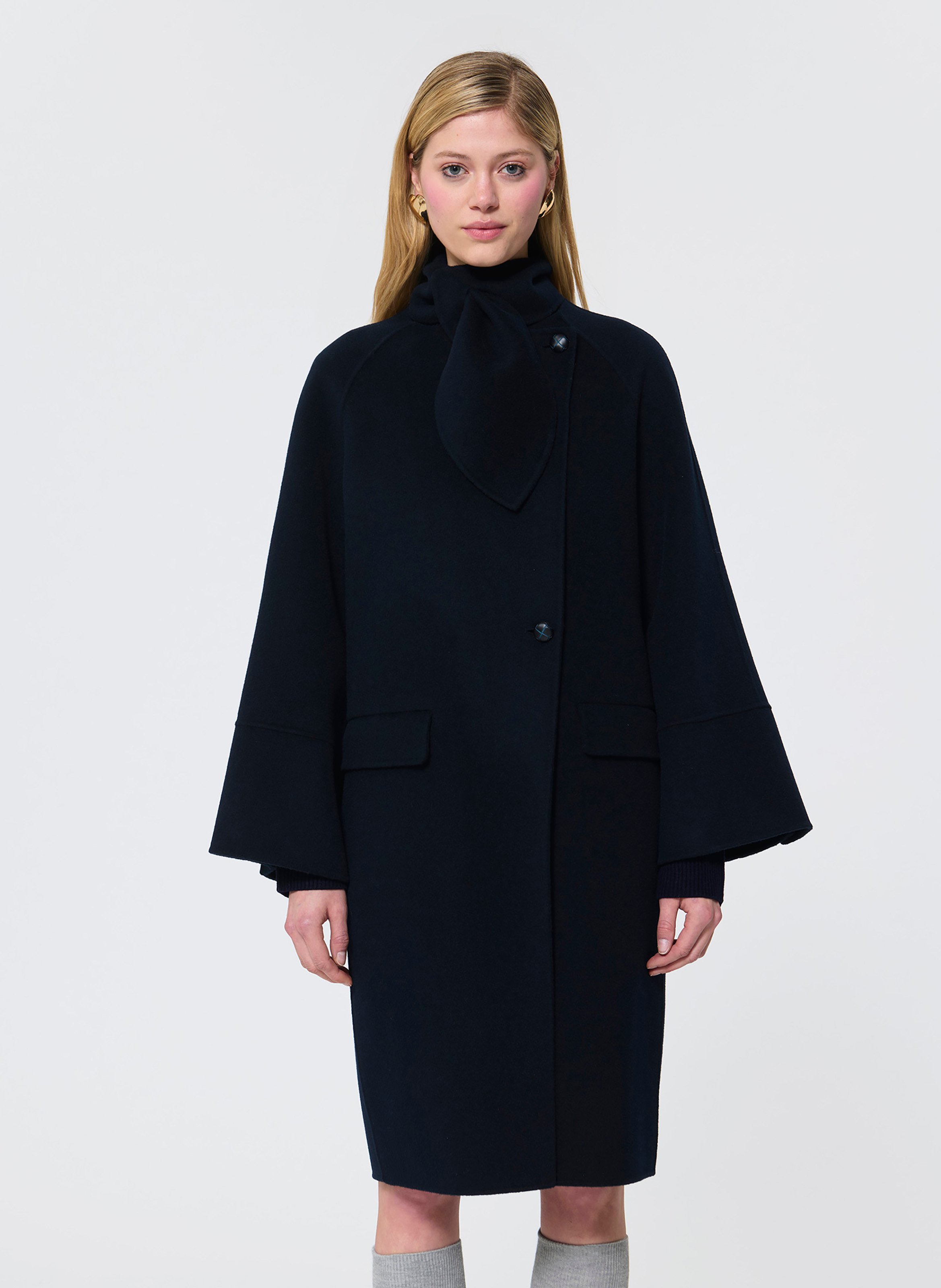 Cappotto dritto collo alto in lana mélange TARA JARMON