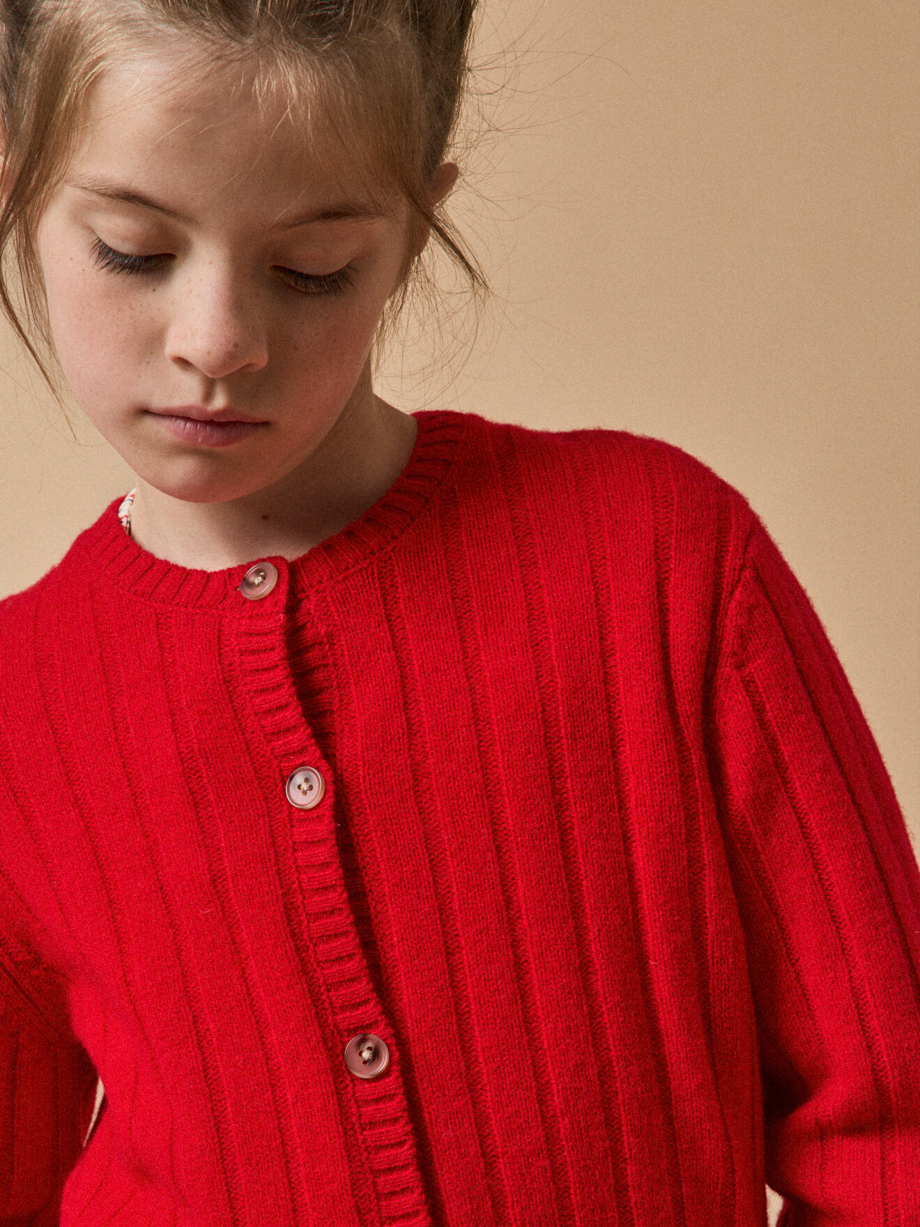 Merino wool ribbed cardigan CYRILLUS Red