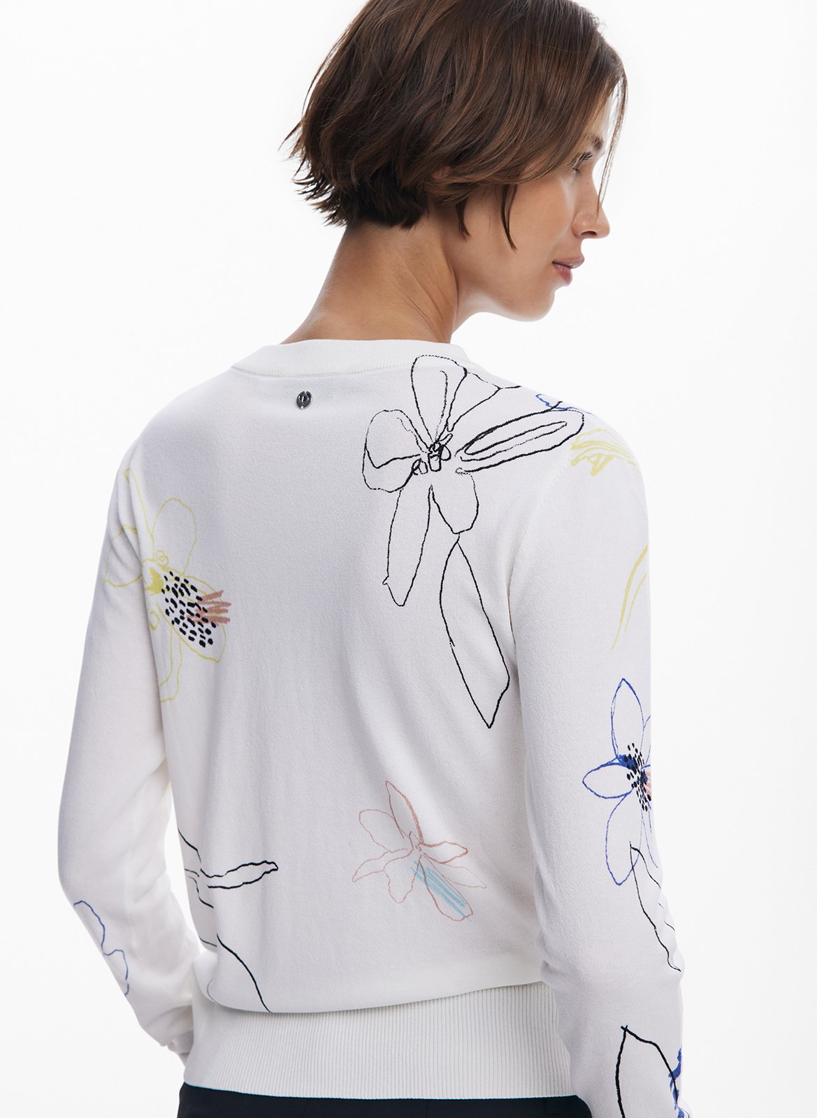 Maglione scollo tondo stampato DESIGUAL Bianco