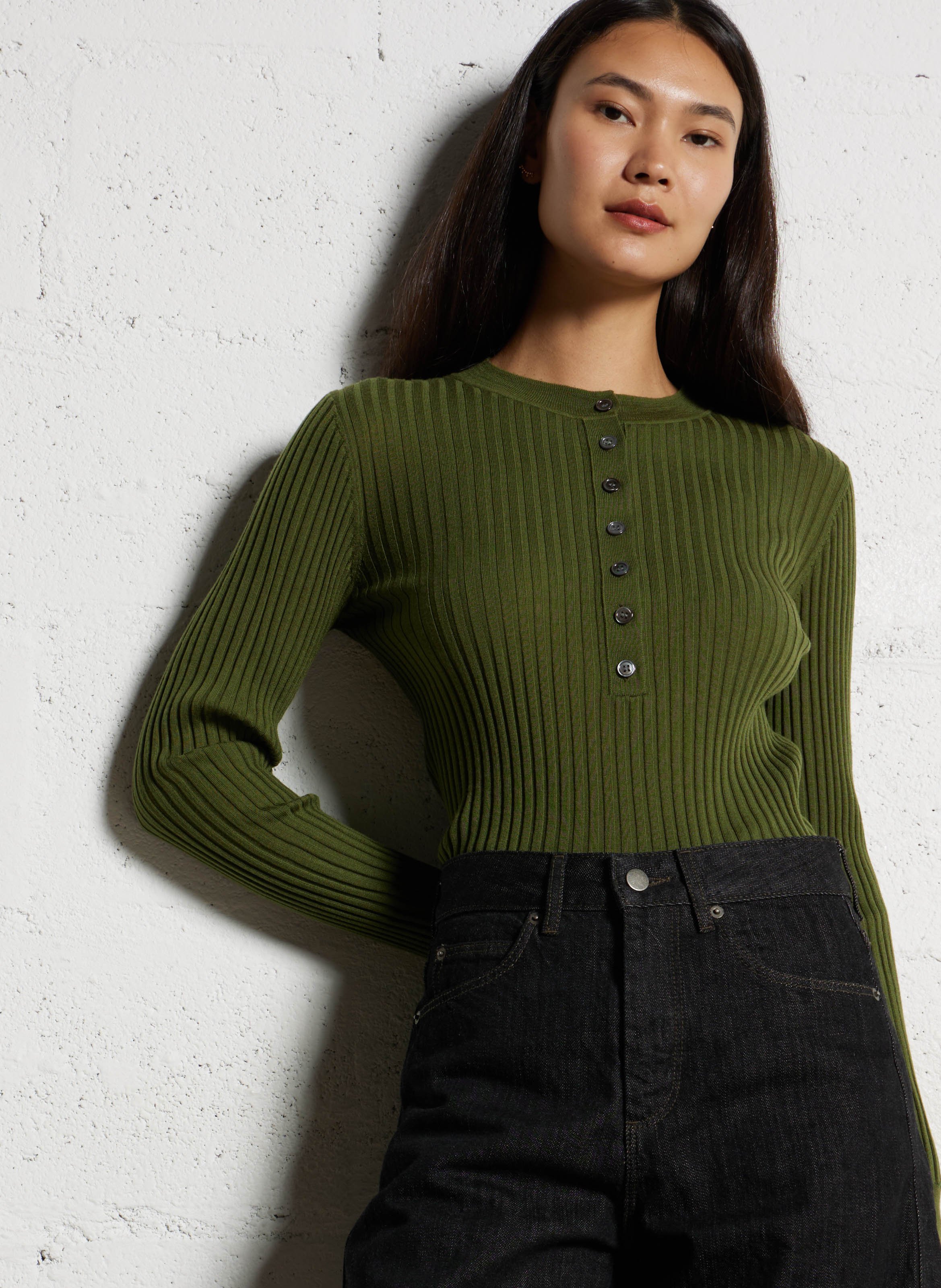 Abidjan wool round-neck sweater SOEUR Green