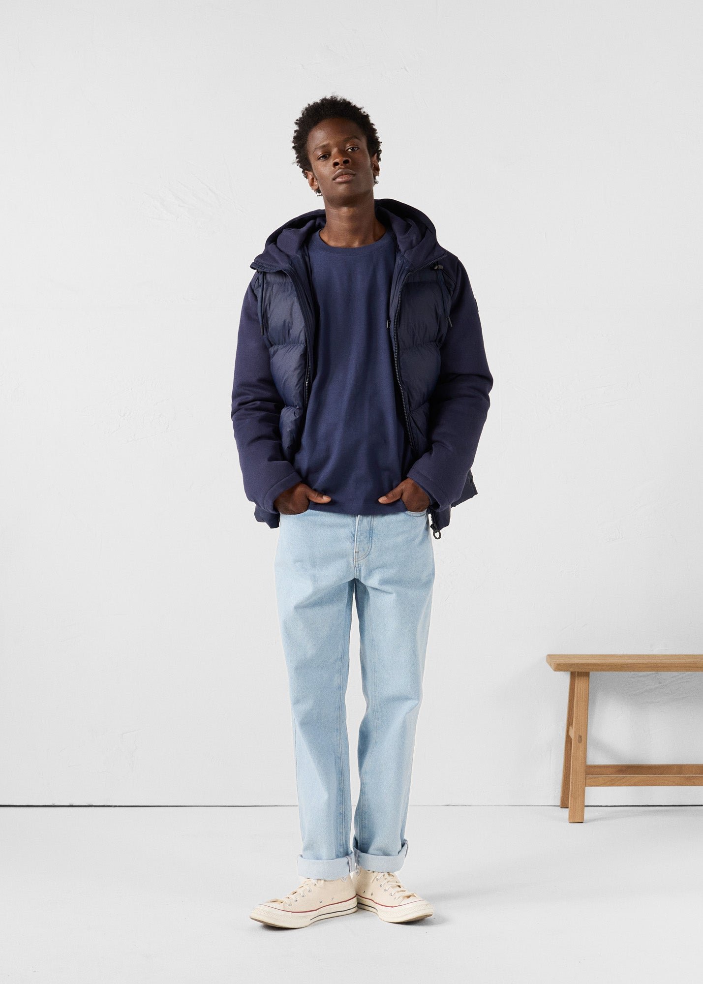 Thunder bi-material puffer jacket JOTT Blue