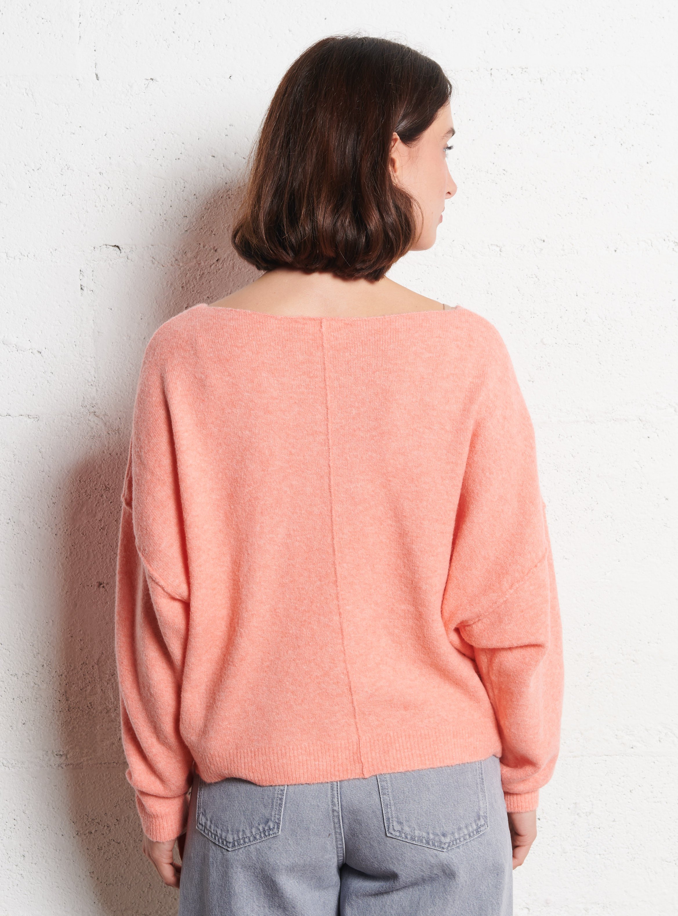 Pull col bateau en laine mélangée AMERICAN VINTAGE Orange