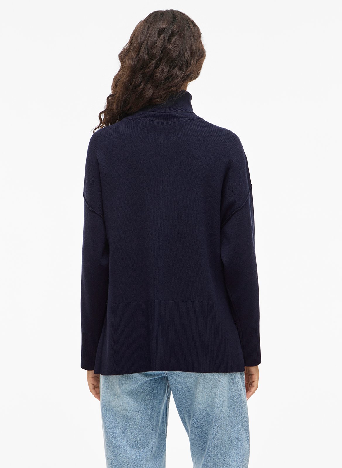 Pull col roulé ample uni VILA Bleu