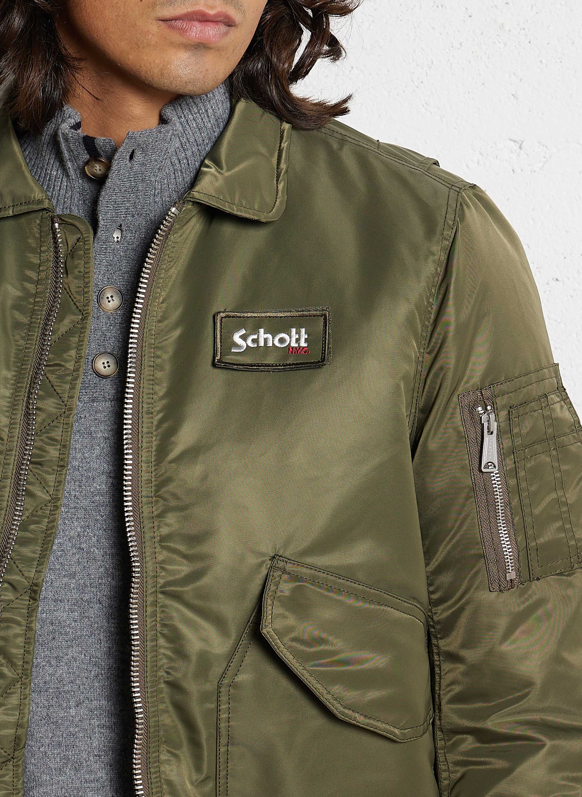 Blouson col classique SCHOTT Vert