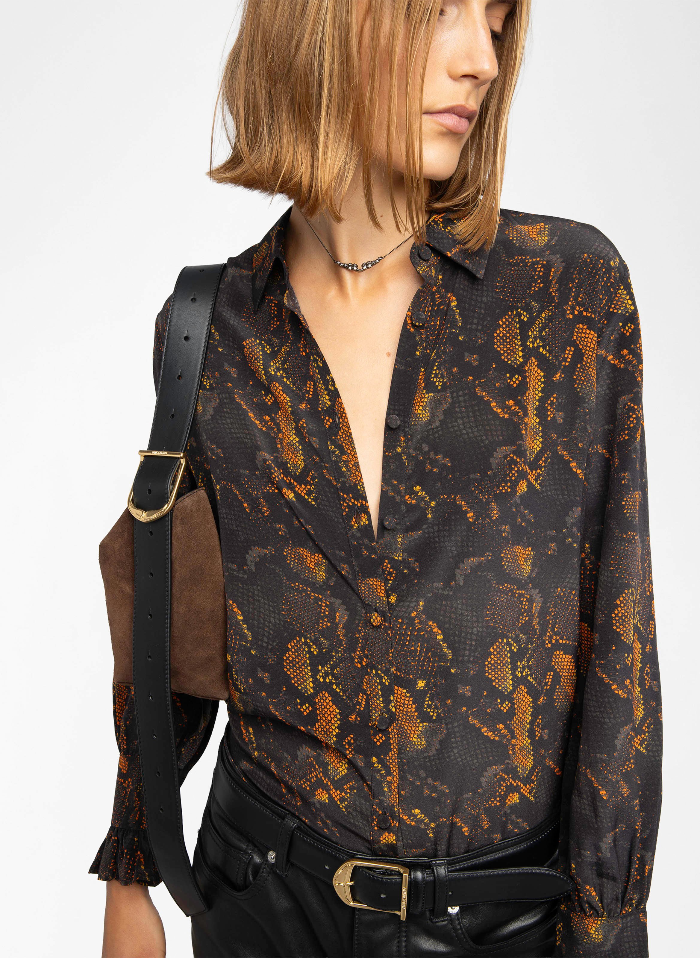 Straight-cut silk shirt with classic collar ZADIG&VOLTAIRE Black