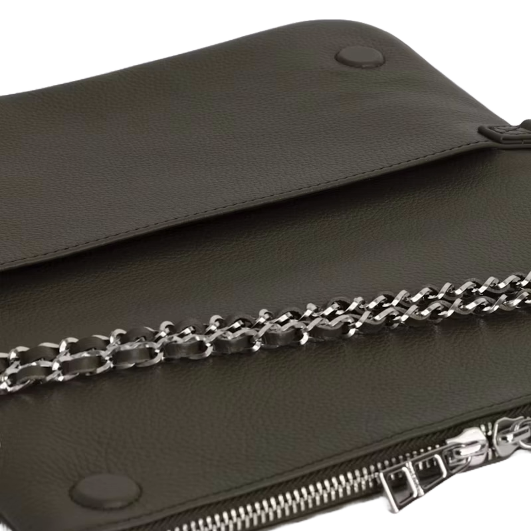 Leder-Clutch mit Metallketten ZADIG&VOLTAIRE Grun