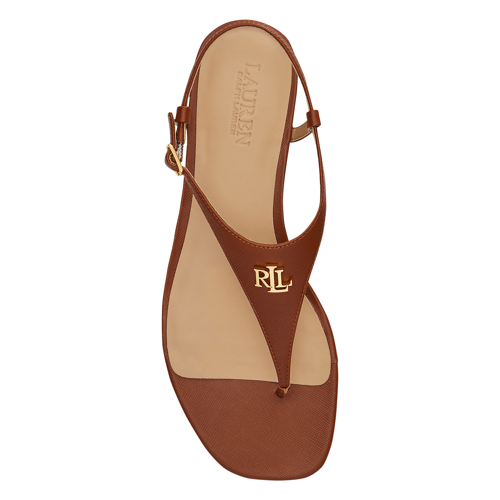 Aouda flat leather sandals POLO RALPH LAUREN Brown