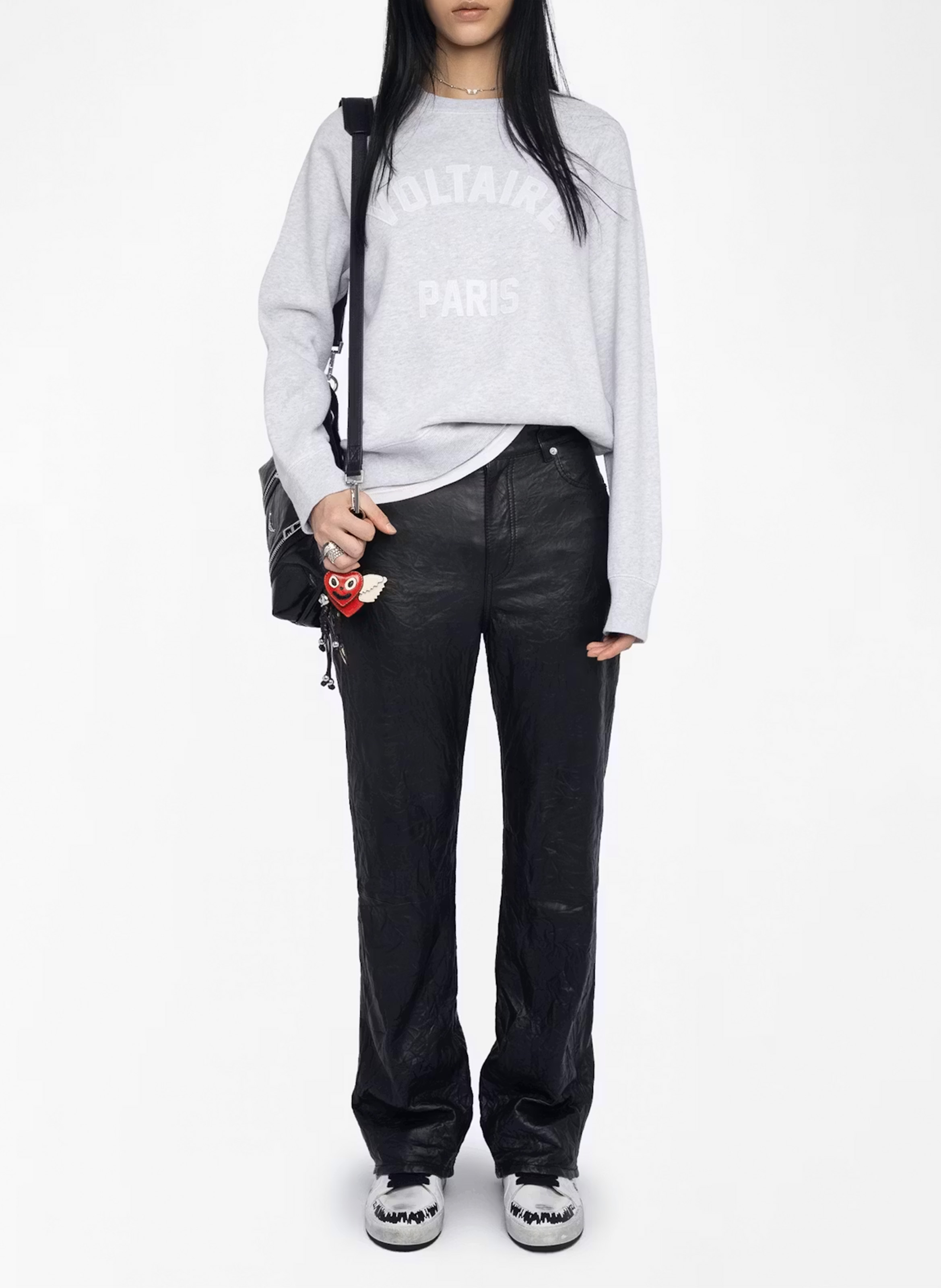 Sweat col ornd en coton mélangé ZADIG&VOLTAIRE Gris