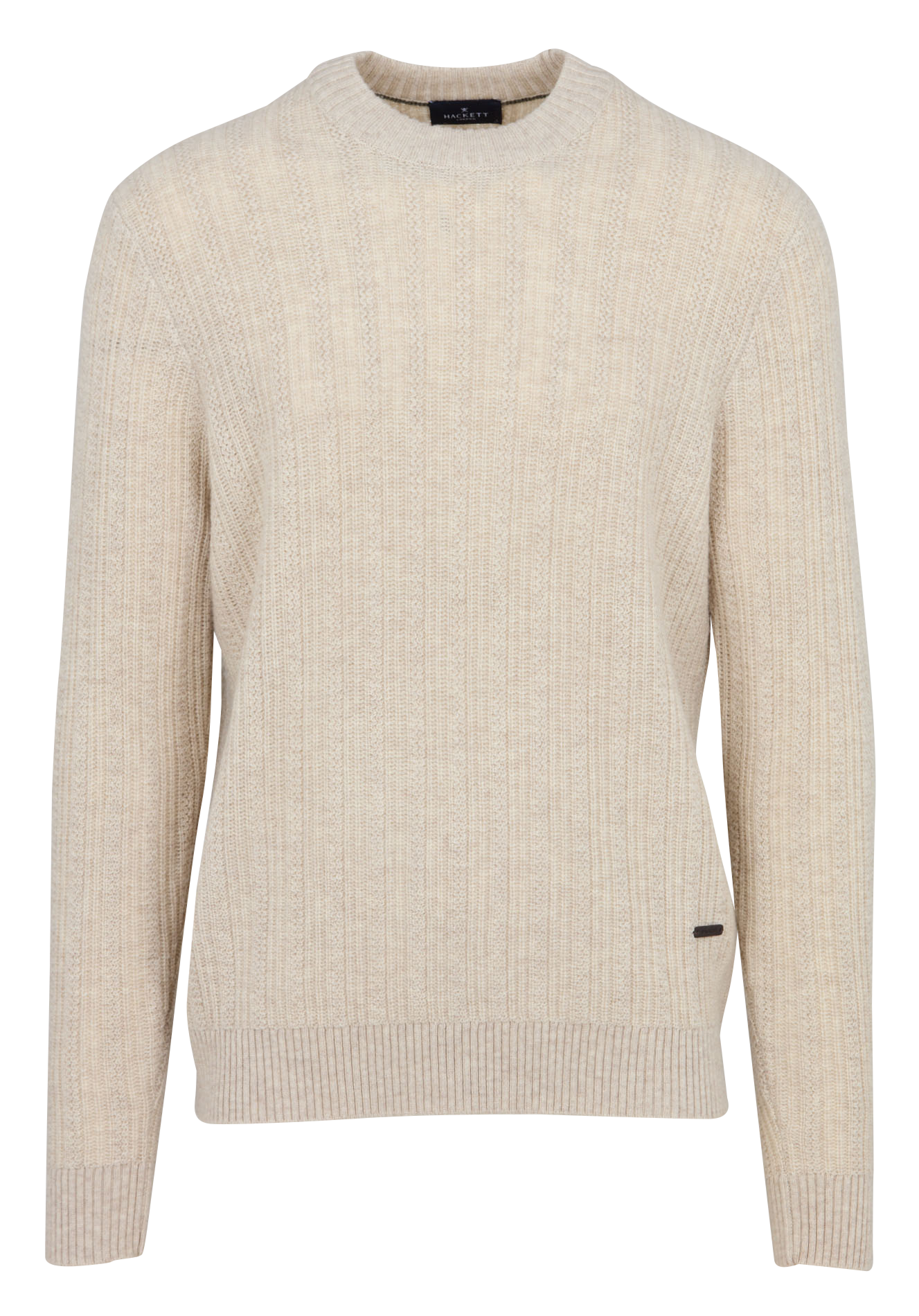 Pull droit col rond en laine et cachemire HACKETT Marron