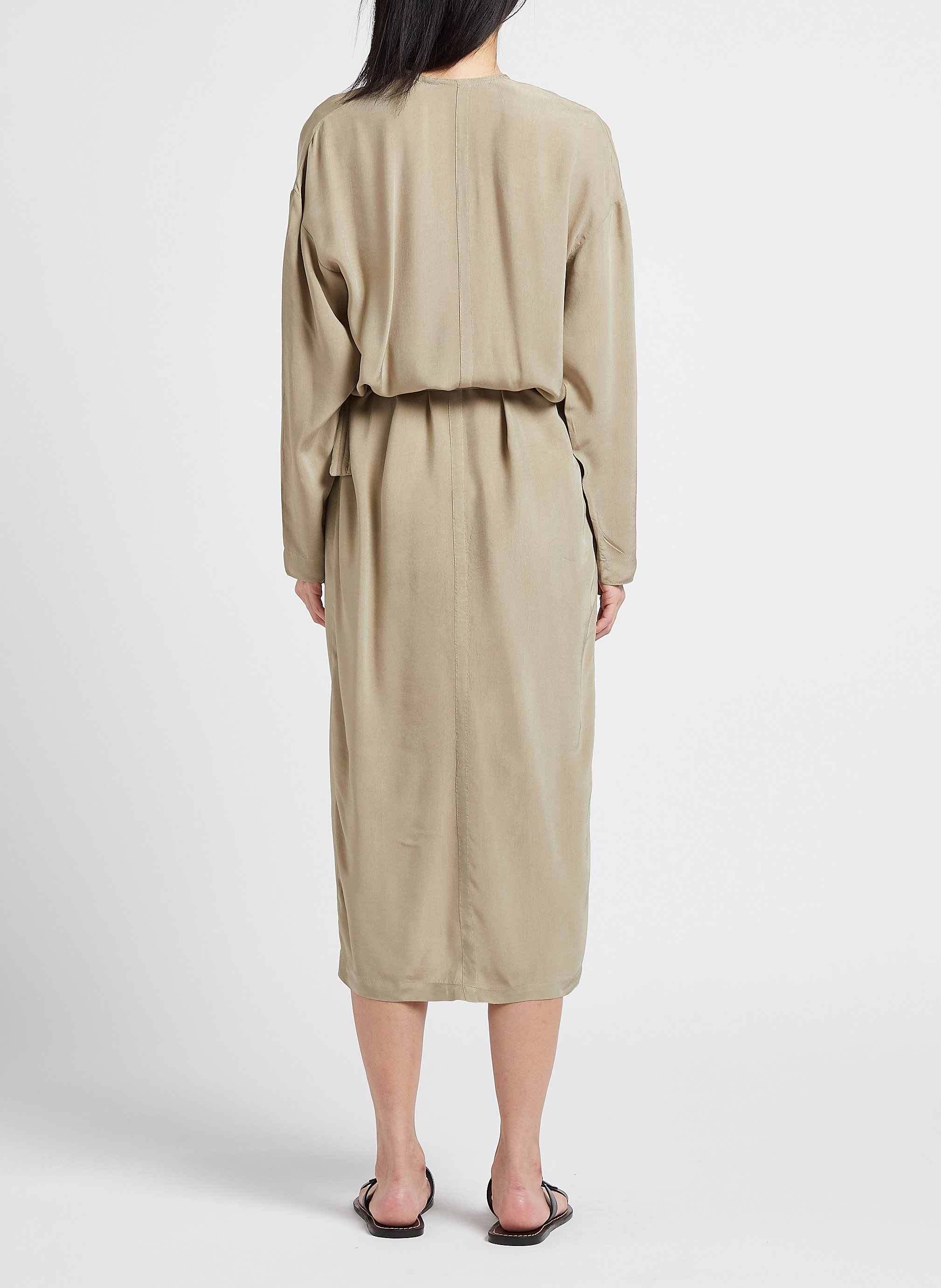 Robe midi col V ceinturée  HUMANOID Vert