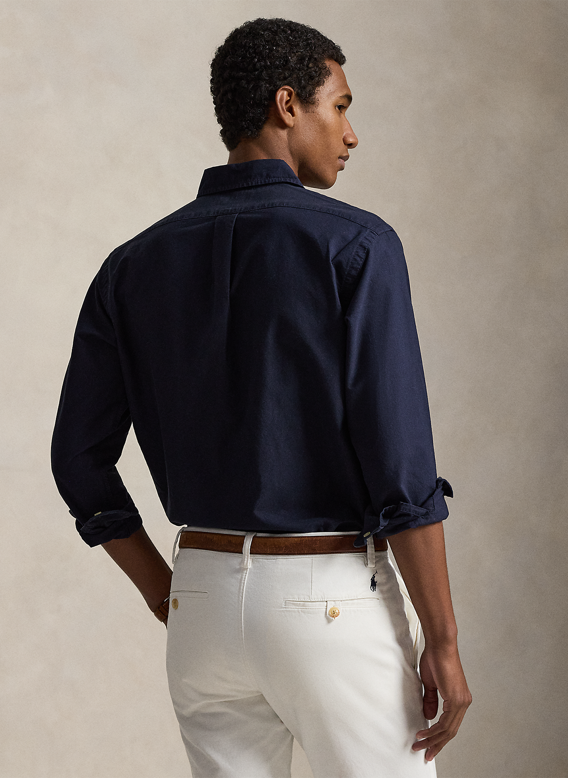 Slim fit overhemd van katoen met Amerikaanse kraag POLO RALPH LAUREN Blauw