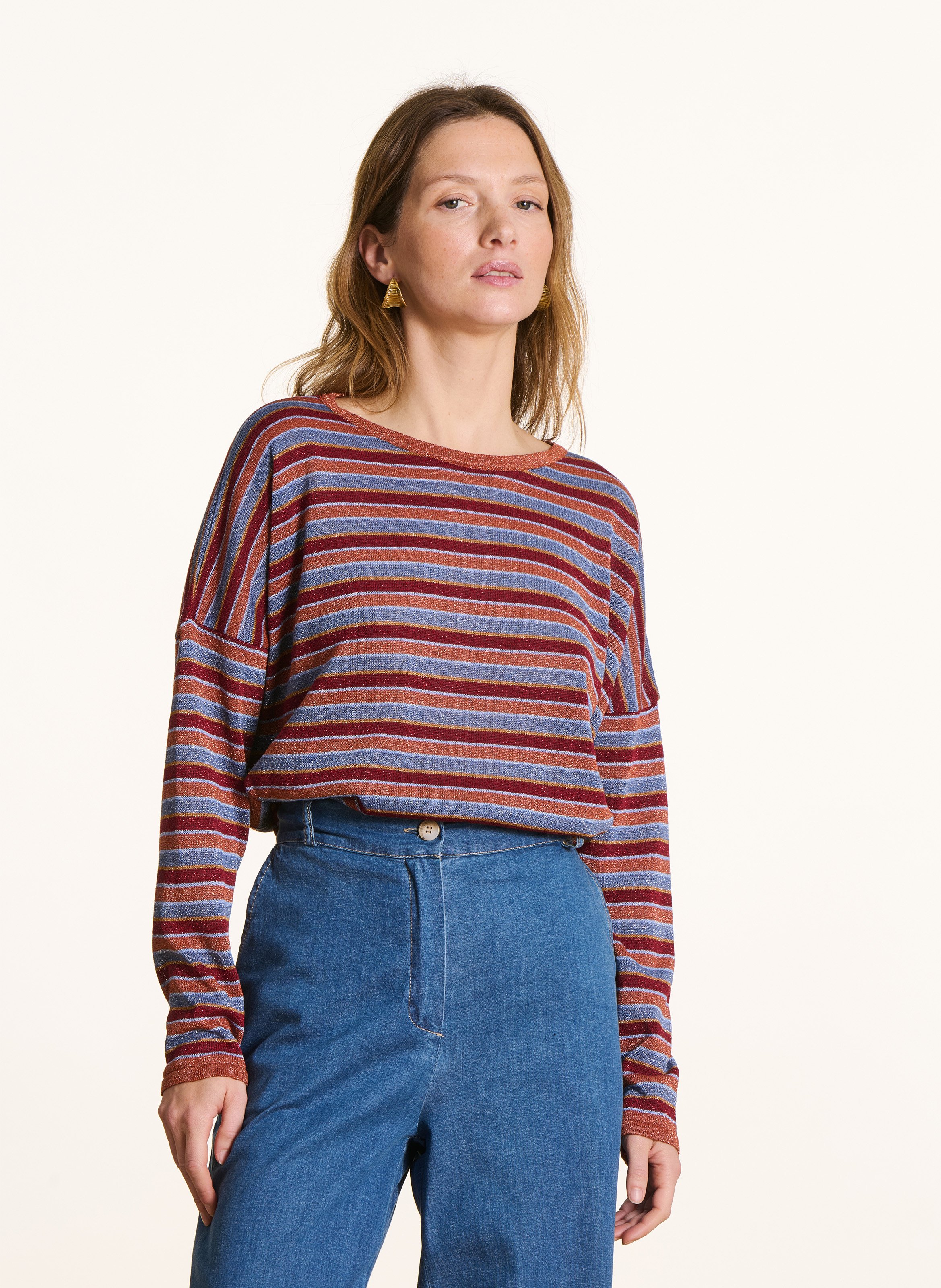 Pull col rond à rayures LA FEE MARABOUTEE Multicolore