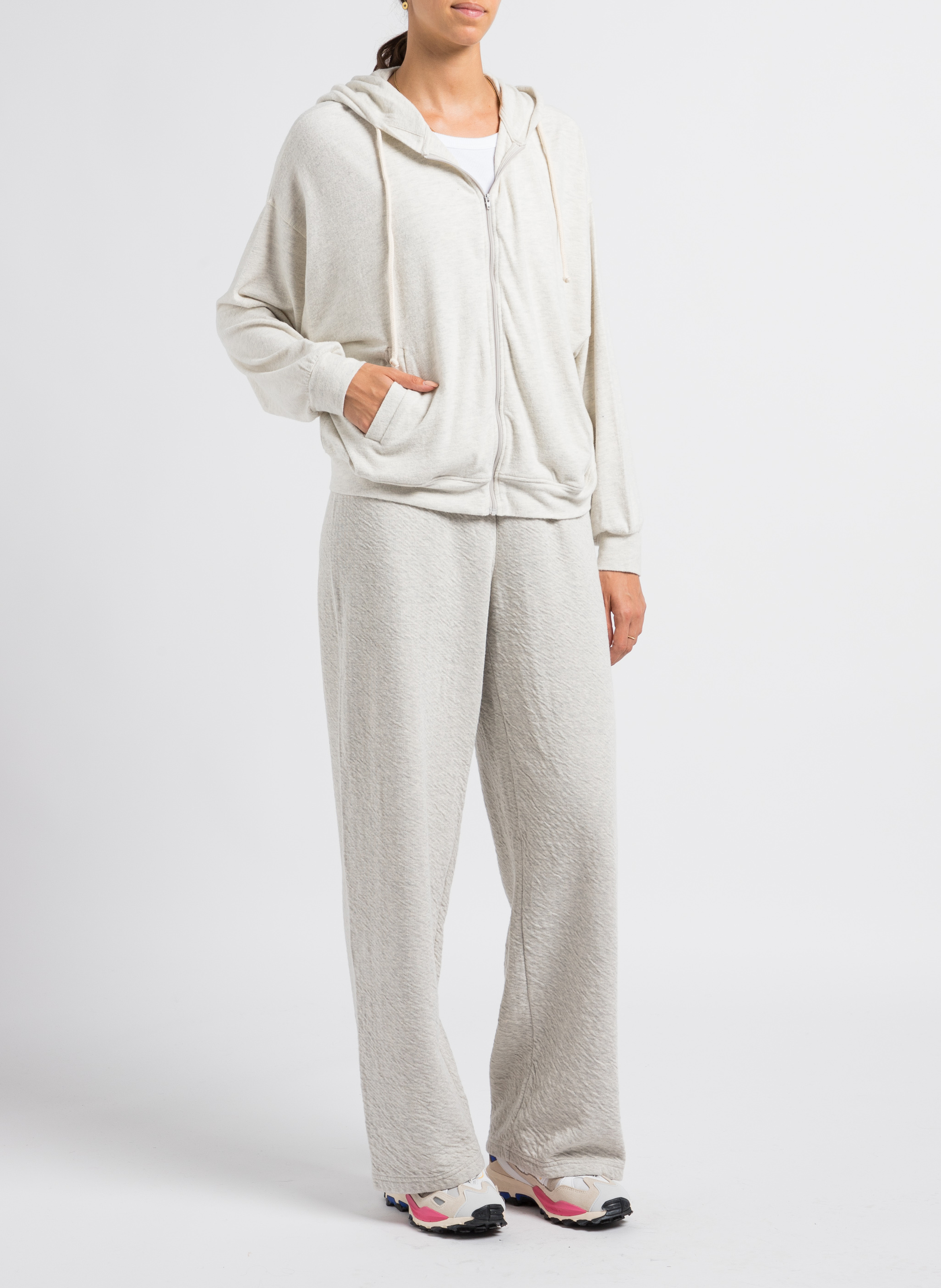 Sweat à capuche en coton mélangé AMERICAN VINTAGE Gris