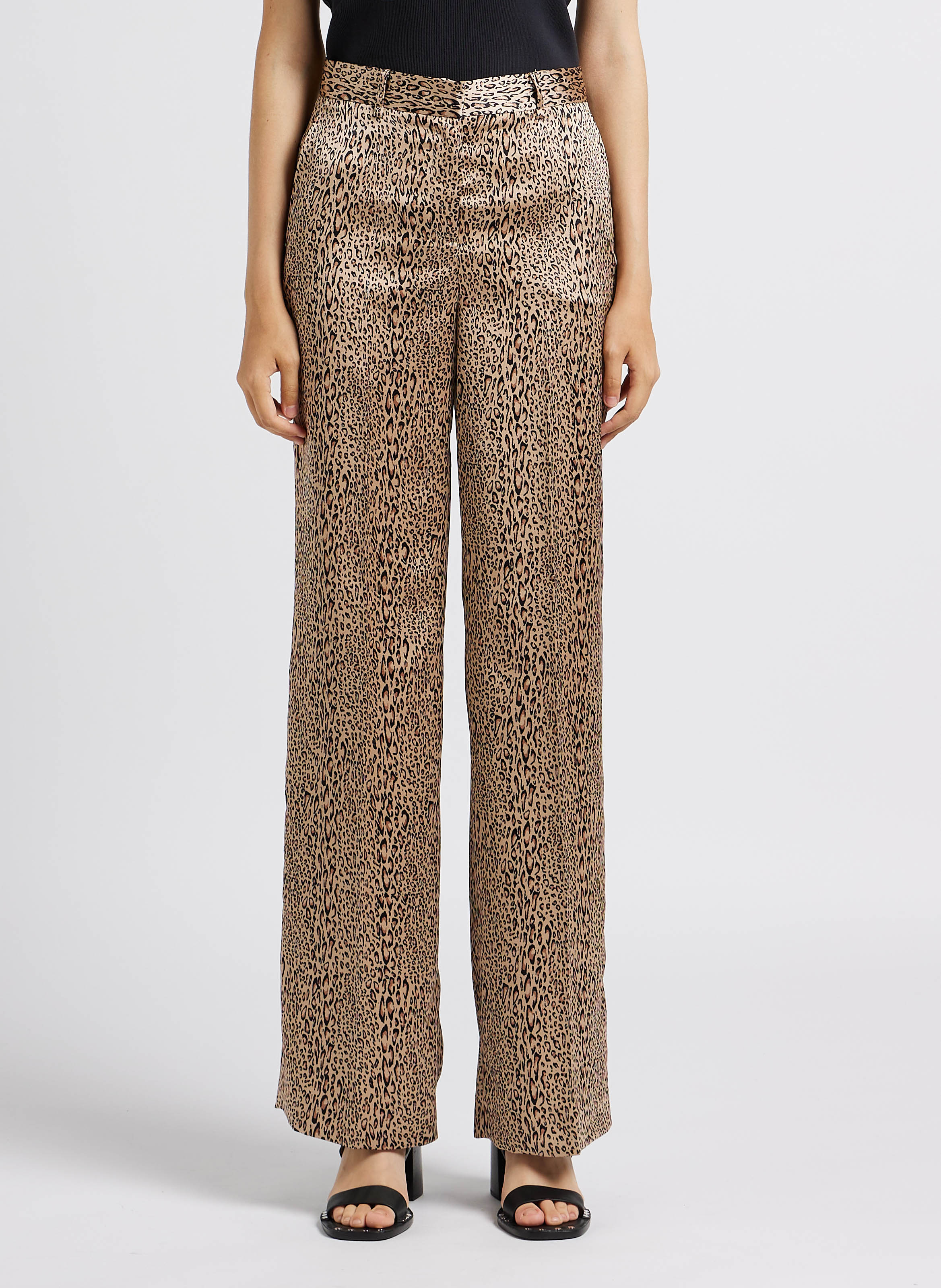 Leopard print pleated pants TWINSET Brown